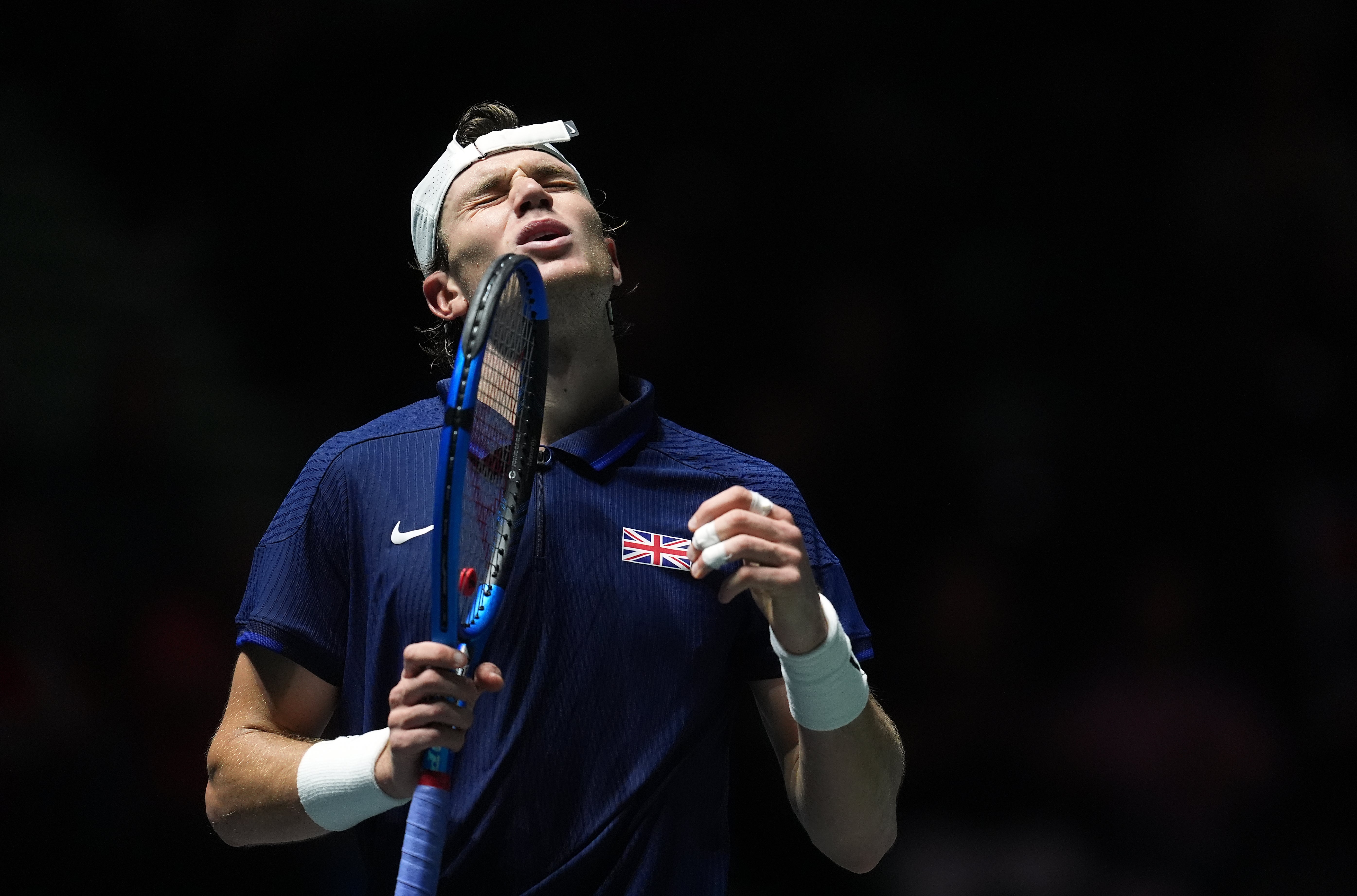 Jack Draper looks disappointed during his loss to Francisco Cerundolo (Martin Rickett/PA)