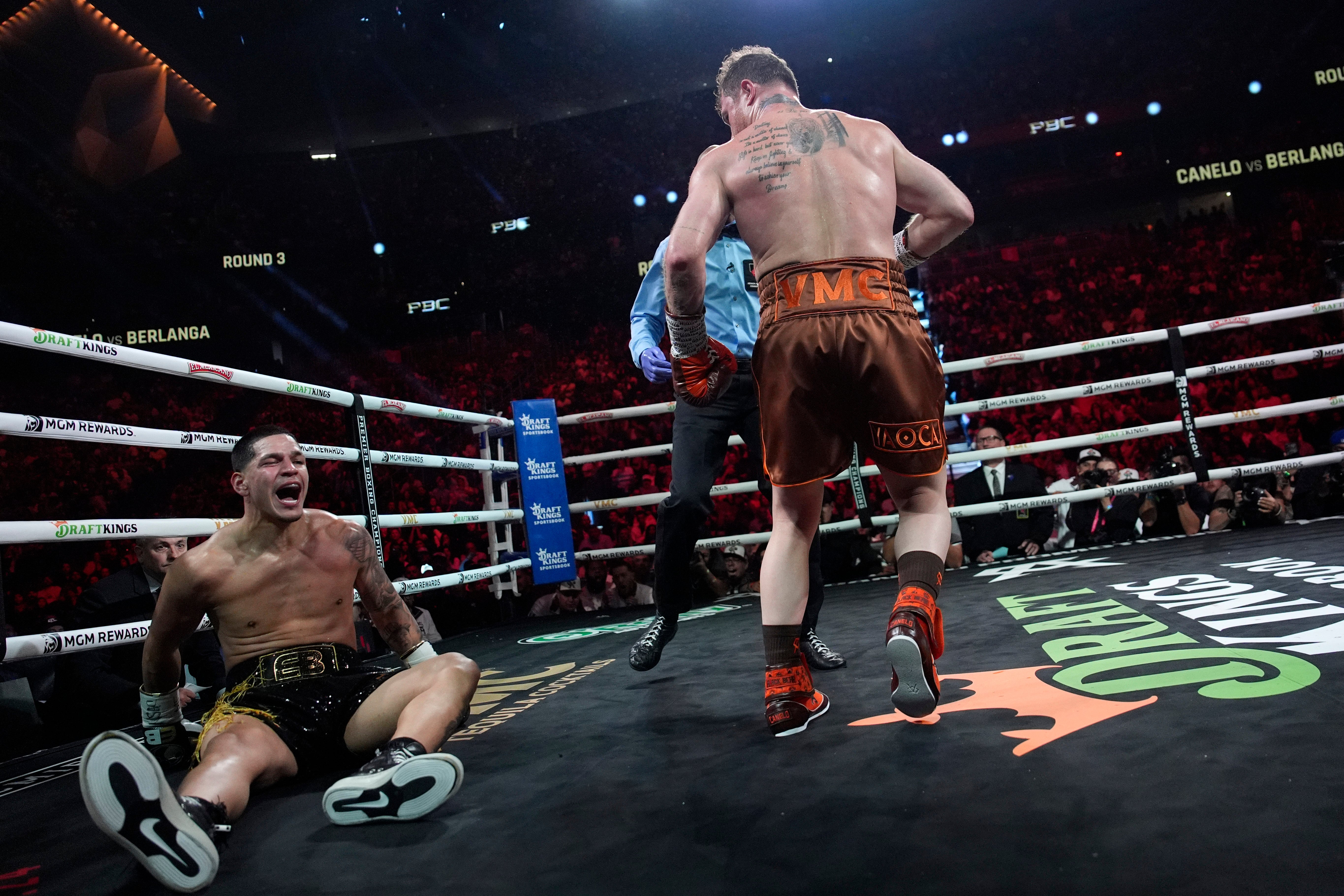 Canelo dropped Berlanga in round three, courtesy of a perfect left hook