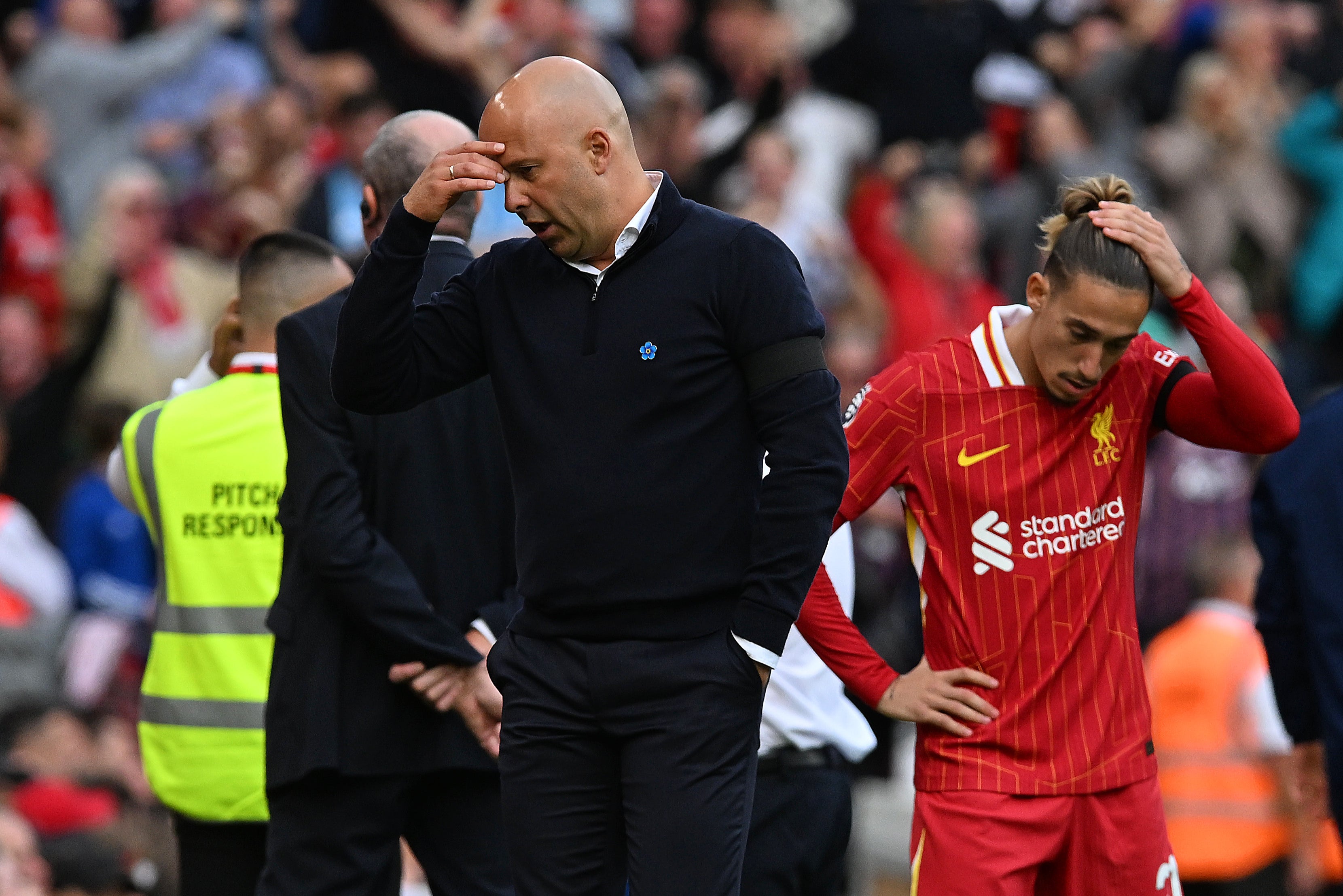 Liverpool manager Arne Slot suffered a first defeat in charge