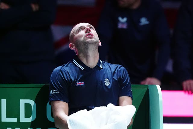 Dan Evans looks thoughtful during his loss to Denis Shapovalov (Mike Egerton/PA)