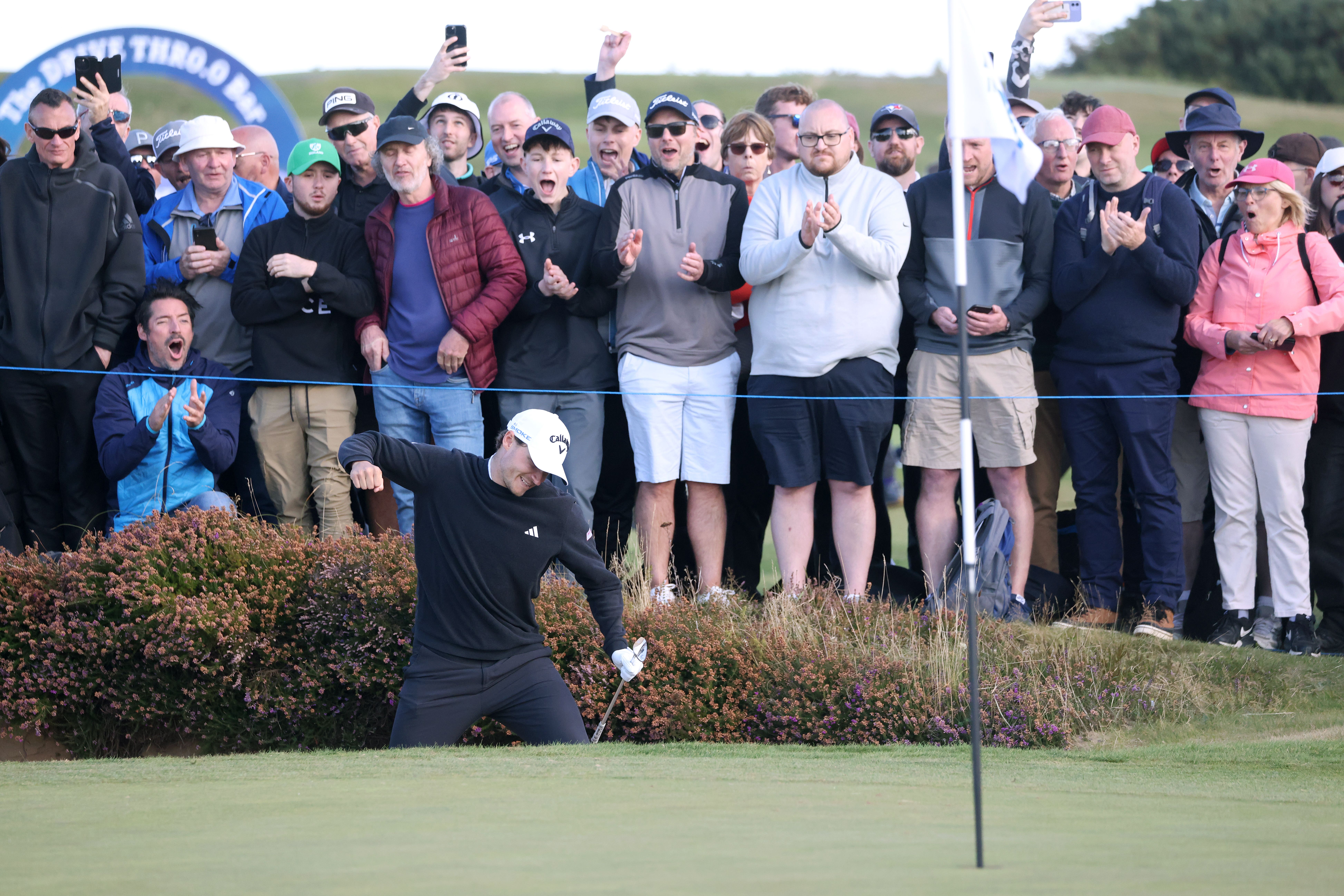 Rasmus Hojgaard holed out from a bunker on the 17th on his way to winning the Irish Open (Peter Morrison/PA)