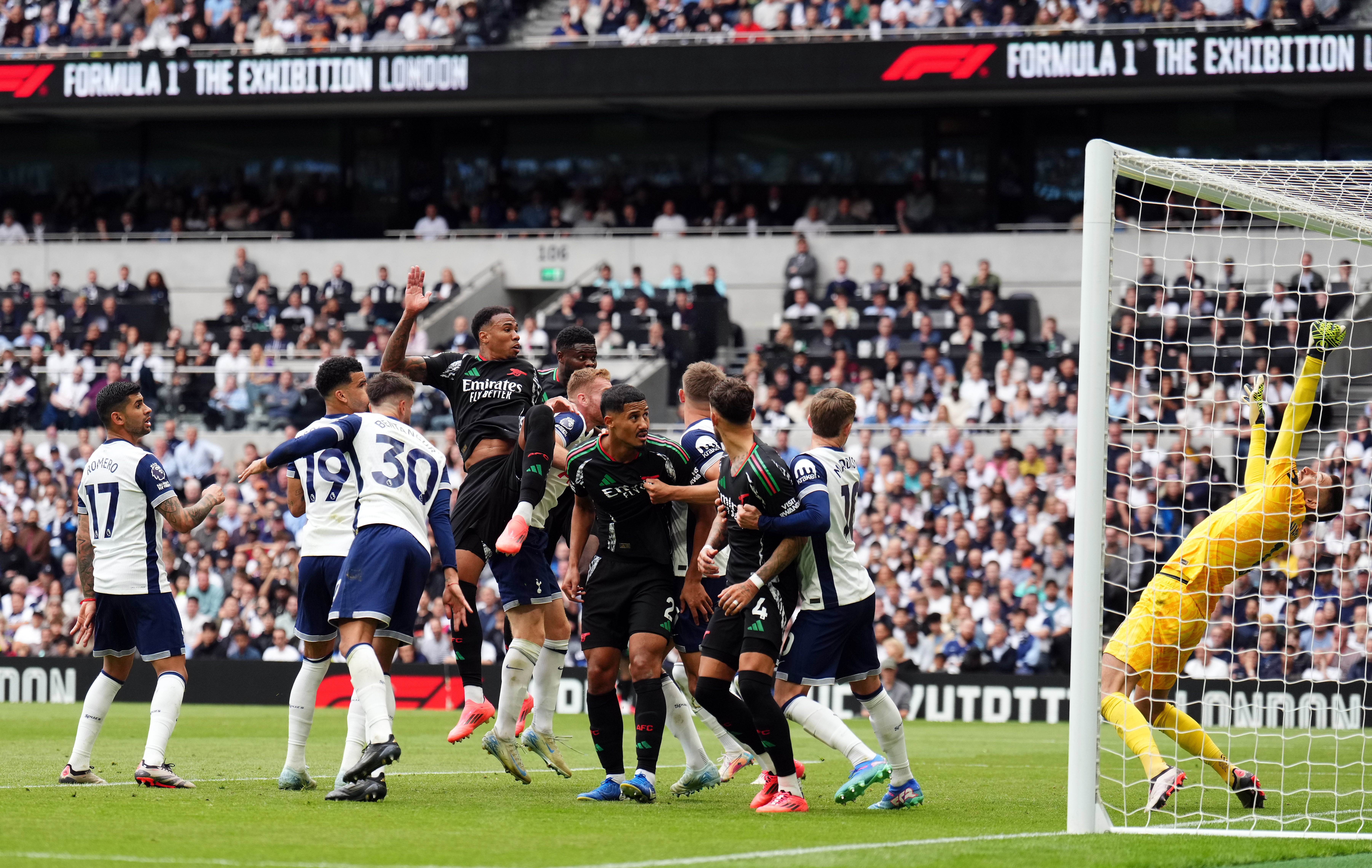 Gabriel headed home the only goal of the game (John Walton/PA)