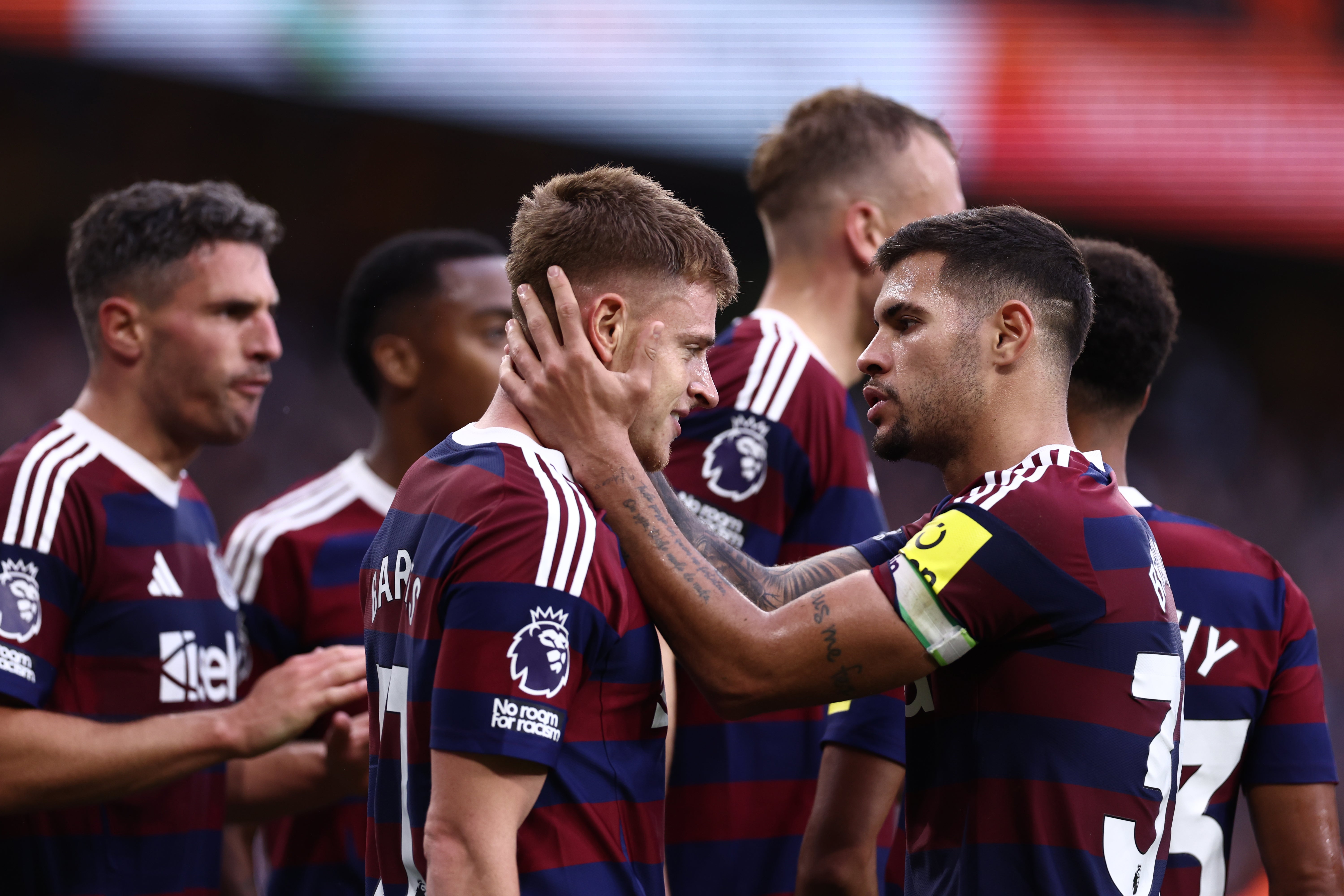 Harvey Barnes celebrates after scoring Newcastle’s winning goal