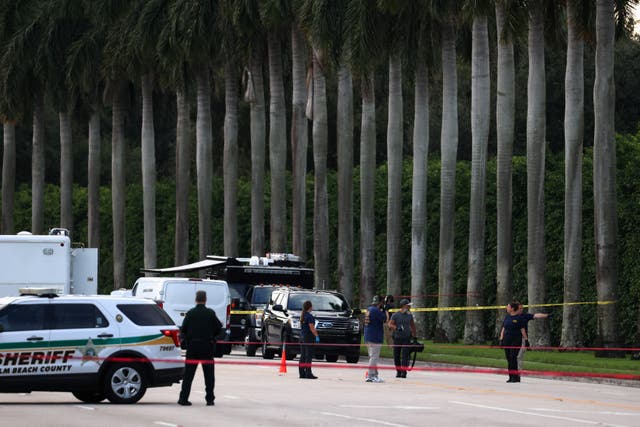 <p>Police outside Donald Trump's Trump International Golf Course in West Palm Beach, Florida</p>