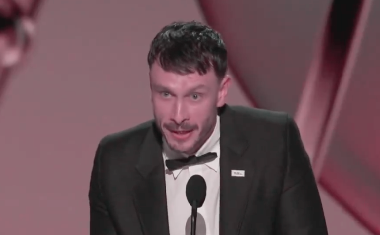 Gadd accepting his writing Emmy