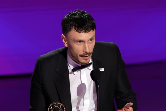 <p>Richard Gadd accepts the Outstanding Writing For A Limited Or Anthology Series Or Movie award for “Baby Reindeer” onstage during the 76th Primetime Emmy Awards at Peacock Theater on September 15, 2024 in Los Angeles, California. </p>