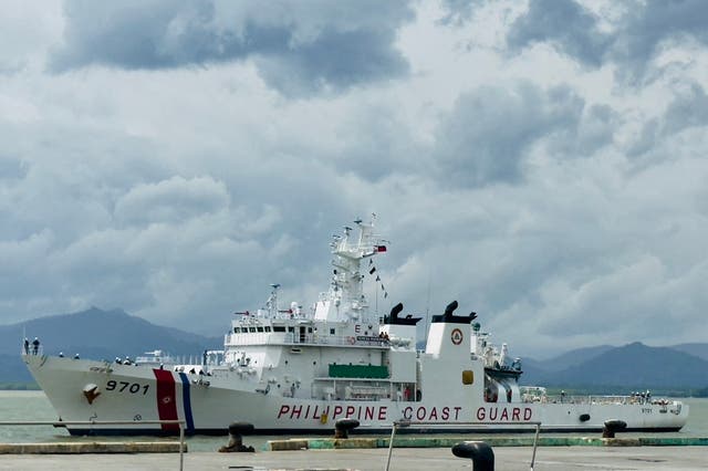 <p>Philippine ship BRP Teresa Magbanua arrives at a port in Puerto Princesa</p>