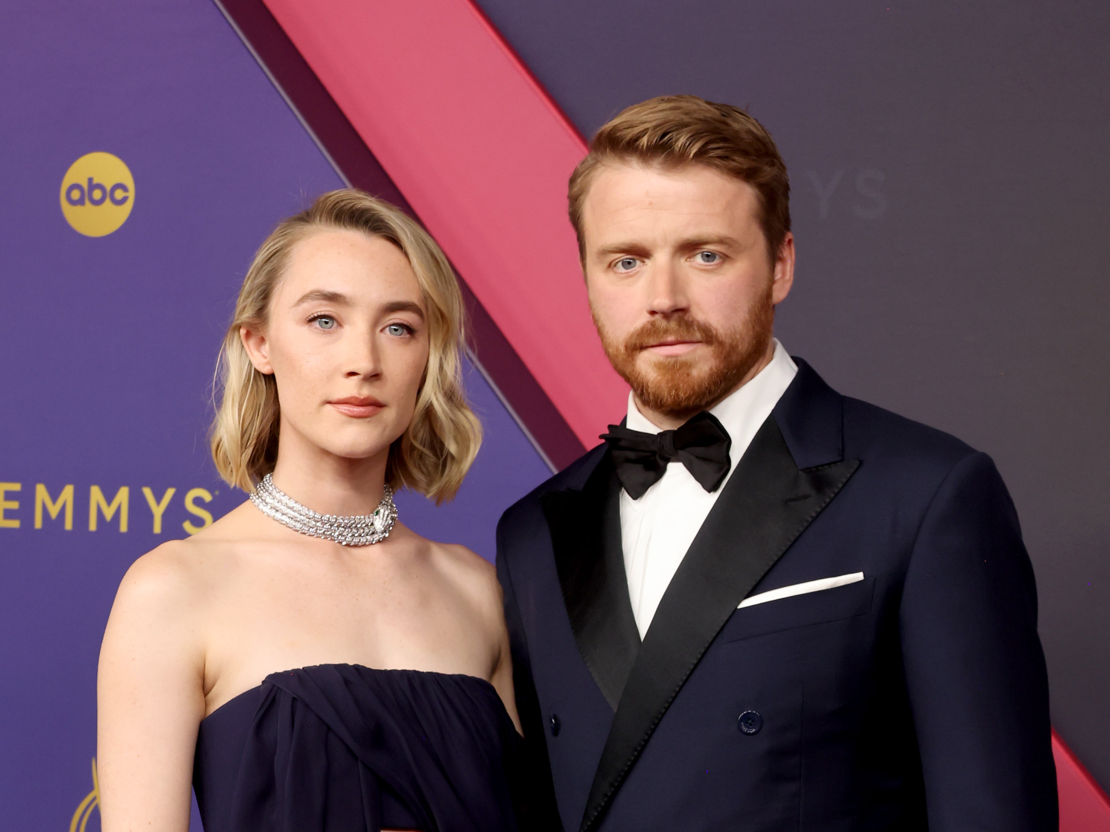 Saoirse Ronan and Jack Lowden attend the 76th Primetime Emmy Awards at Peacock Theater on 15 September 2024