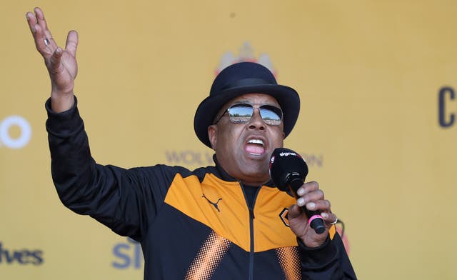 <p>Tito Jackson performs on stage during the Sky Bet Championship Winner’s Parade in Wolverhampton</p>