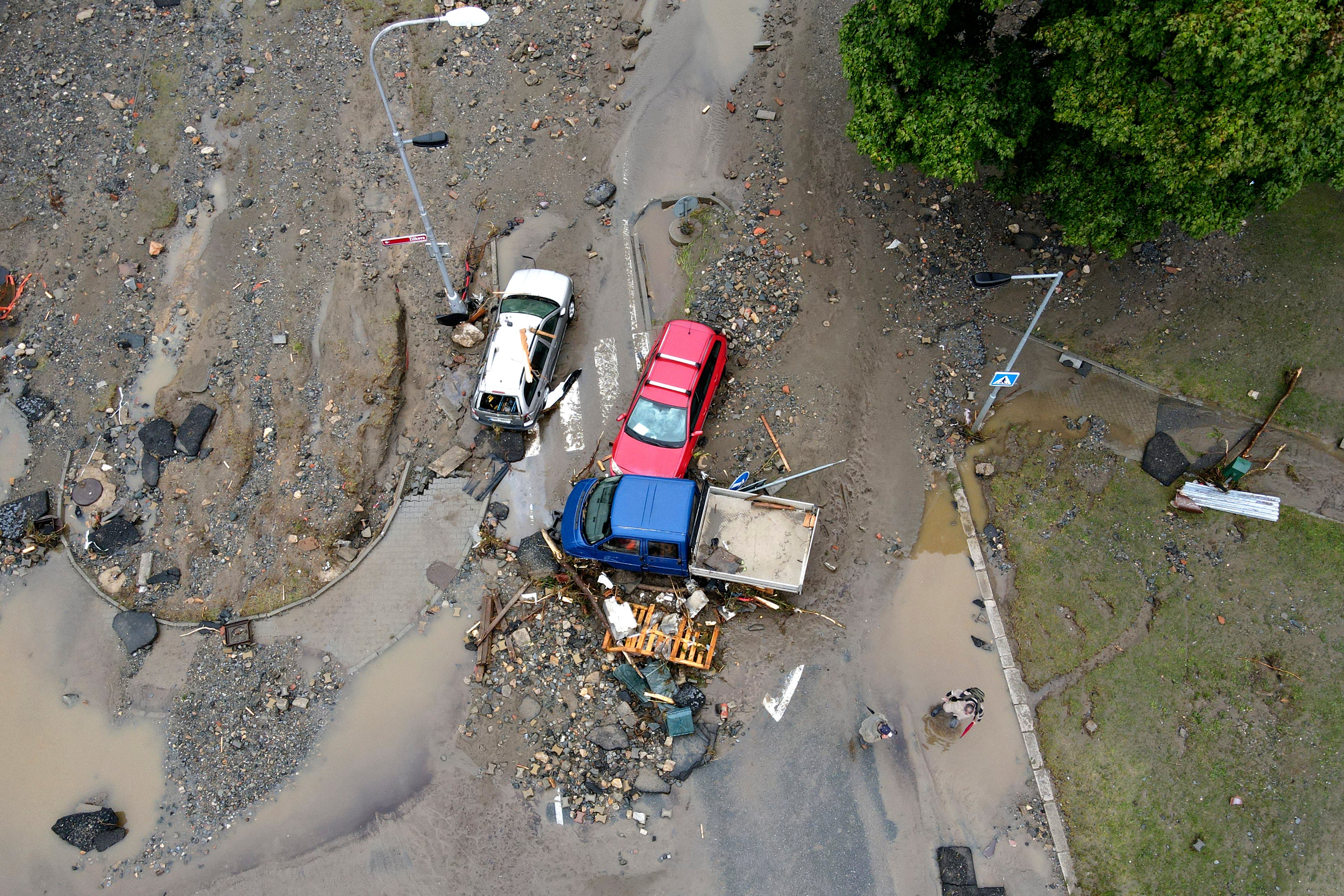 A view of the damage done by recent floods in Jesenik, Czech Republic