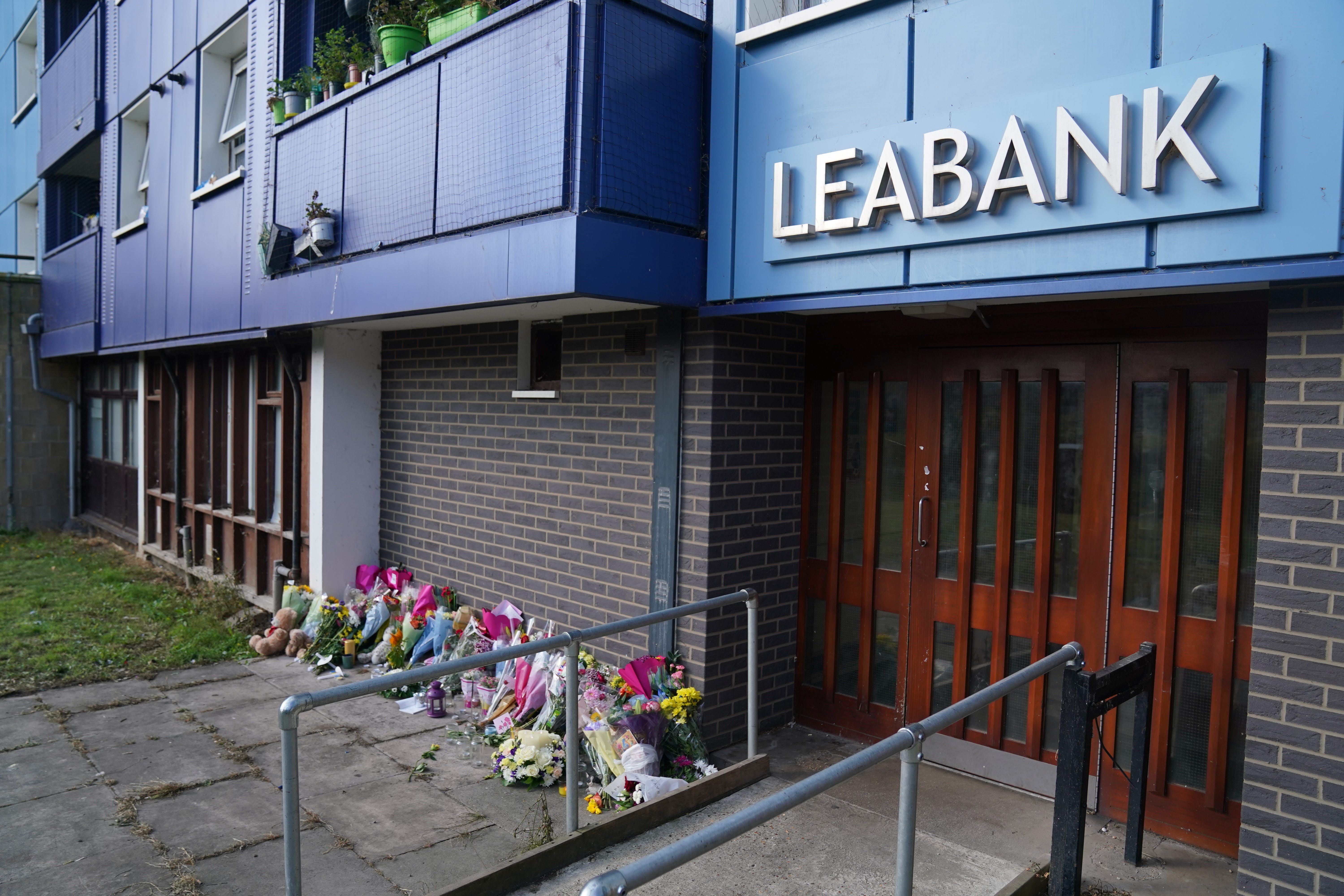 Floral tributes at the scene in Leabank, Luton (Jacob King/PA)