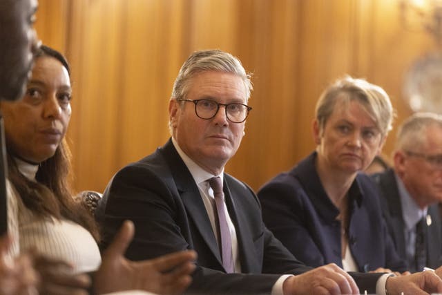 Prime Minister Sir Keir Starmer, and Home Secretary Yvette Cooper during a knife crime summit at 10 Downing Street, London (Ian Vogler/PA)