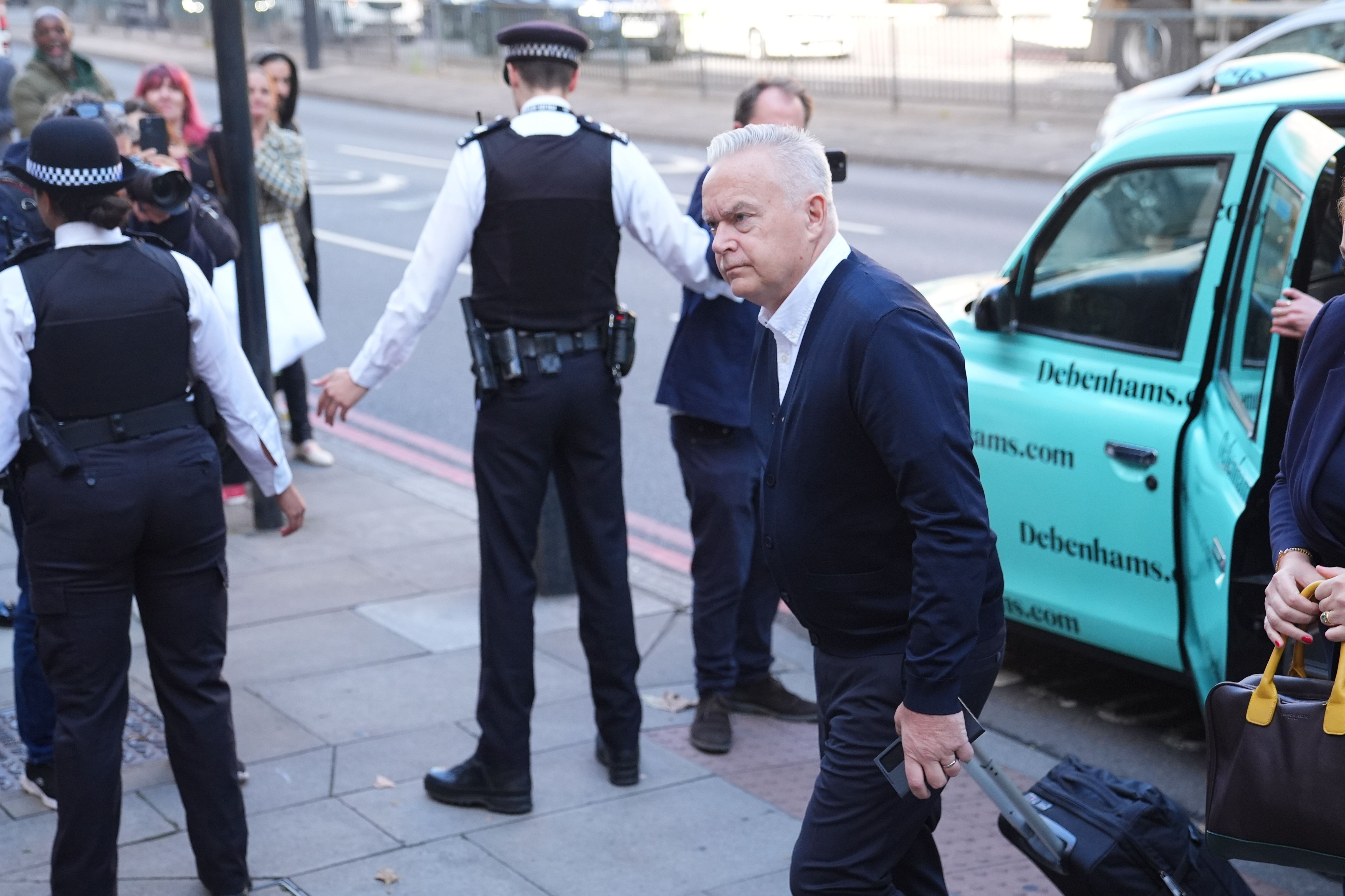 Former BBC broadcaster Huw Edwards arrives at Westminster Magistrates’ Court (James Manning/PA)