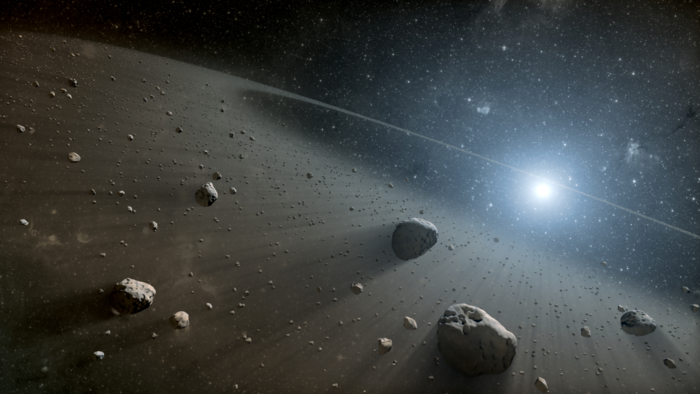 Artist illustration of asteroid belt