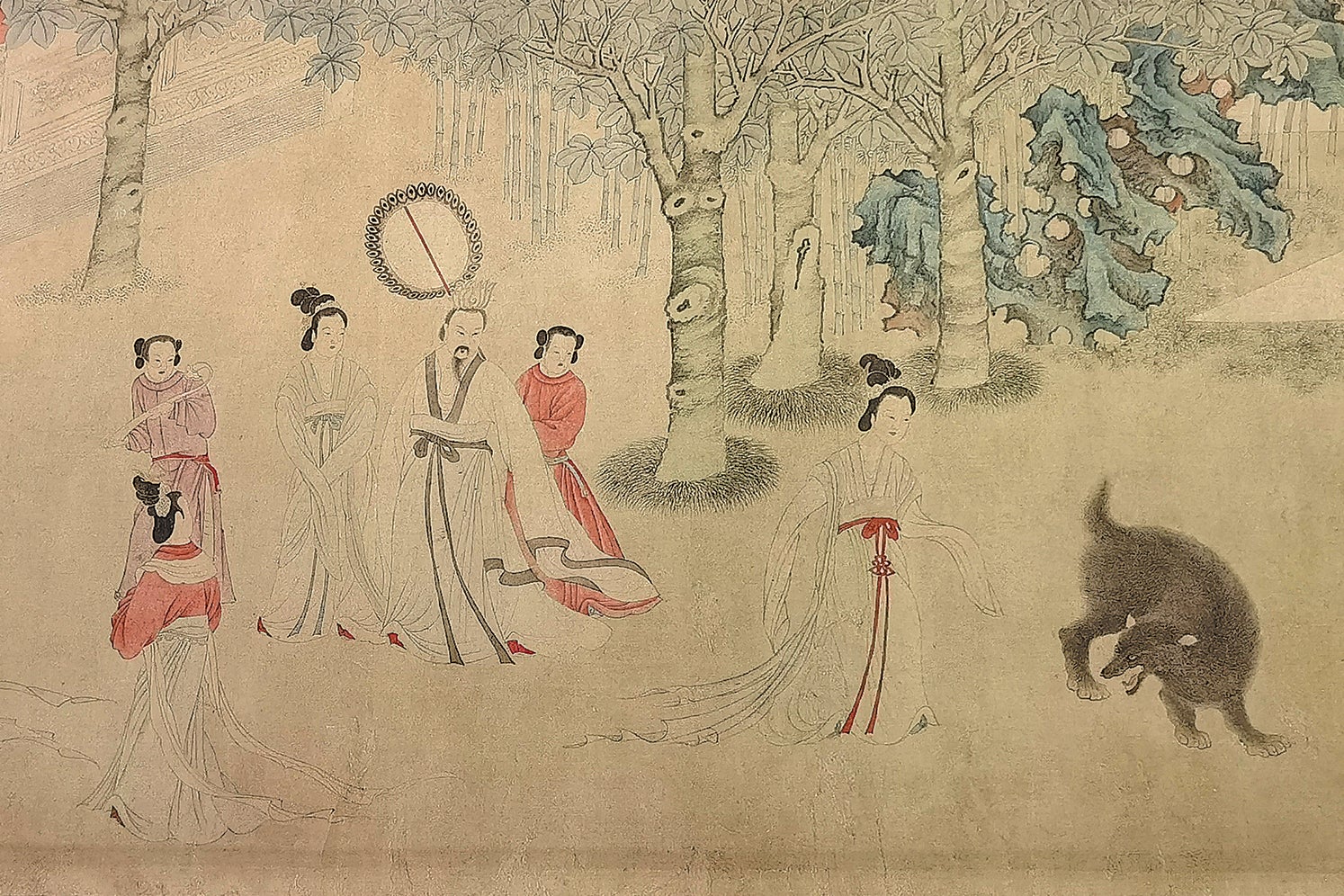 Part of a Ming Dynasty painting which tells the story of heroic Feng Jieyu guarding her emperor