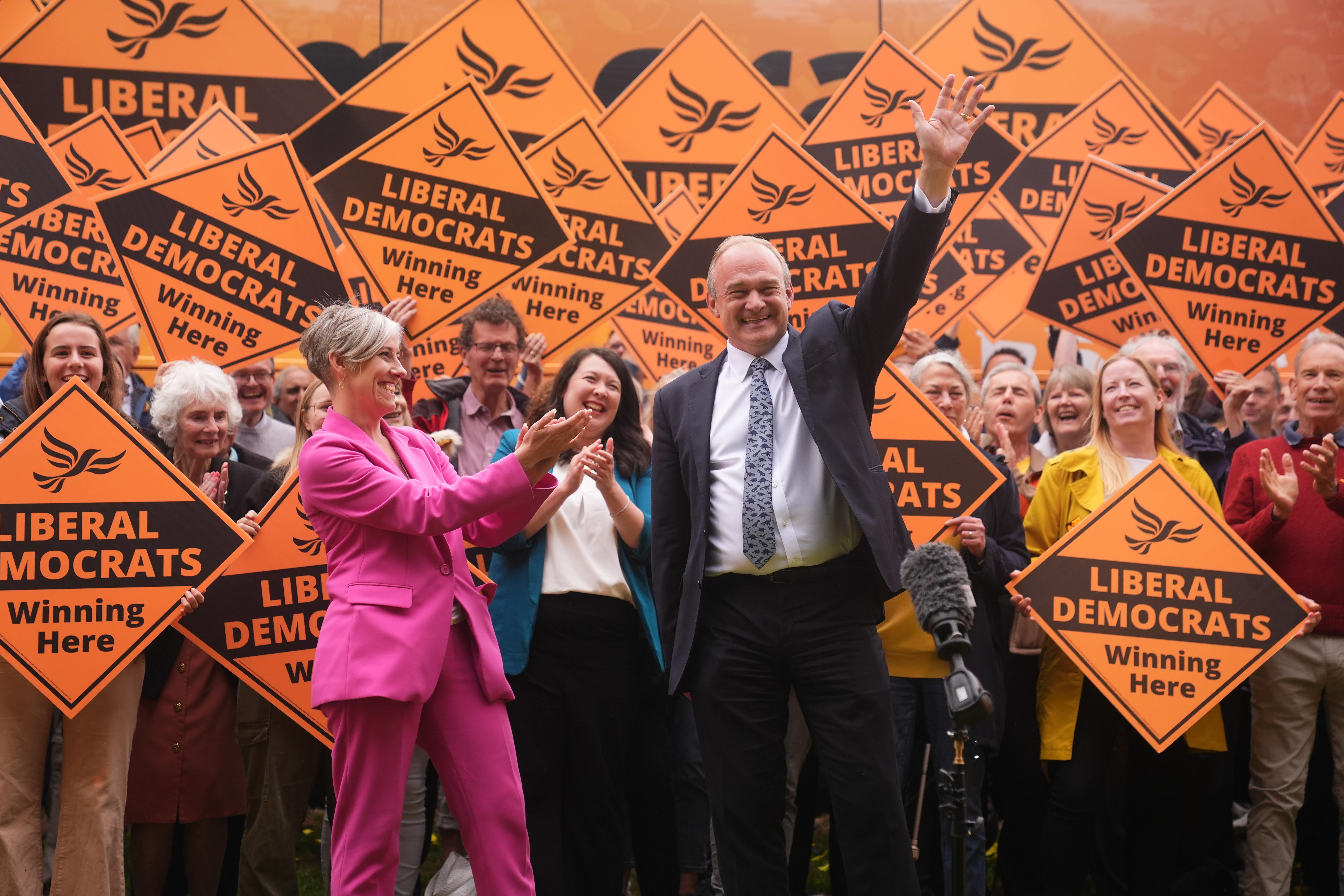 Liberal Democrat deputy leader Daisy Cooper and Ed Davey on the general election trail earlier this year