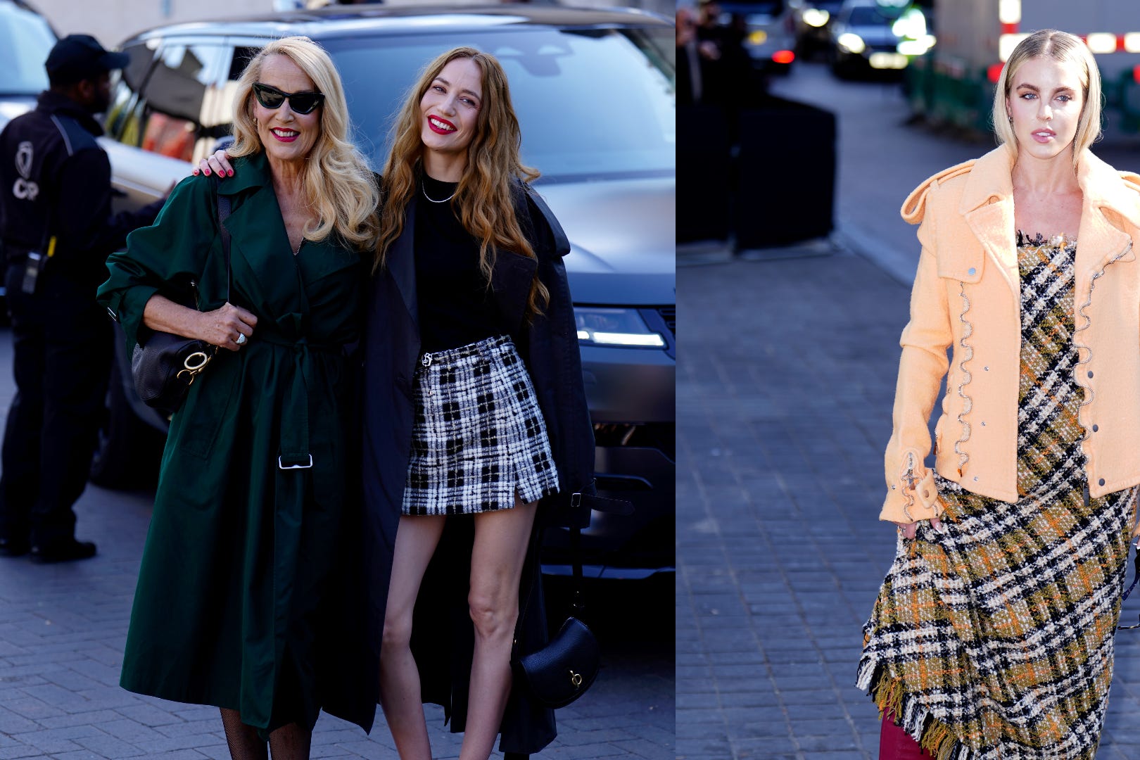 Jerry Hall, her daughter Elizabeth Jagger and Keely Hodgkinson were all front row for the Burberry show (Jordan Pettitt/PA)