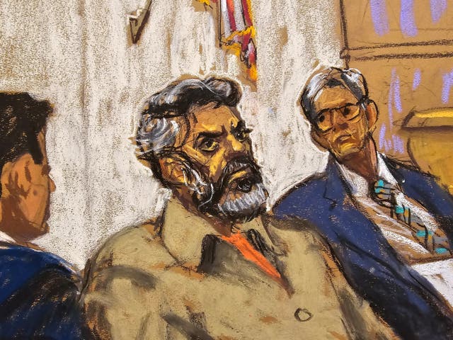 <p>Asif Merchant, a Pakistani man with alleged ties to Iran, appears on charges in connection with a foiled plot to assassinate a U.S. politician or government officials, in a courtroom in New York, U.S., September 16</p>