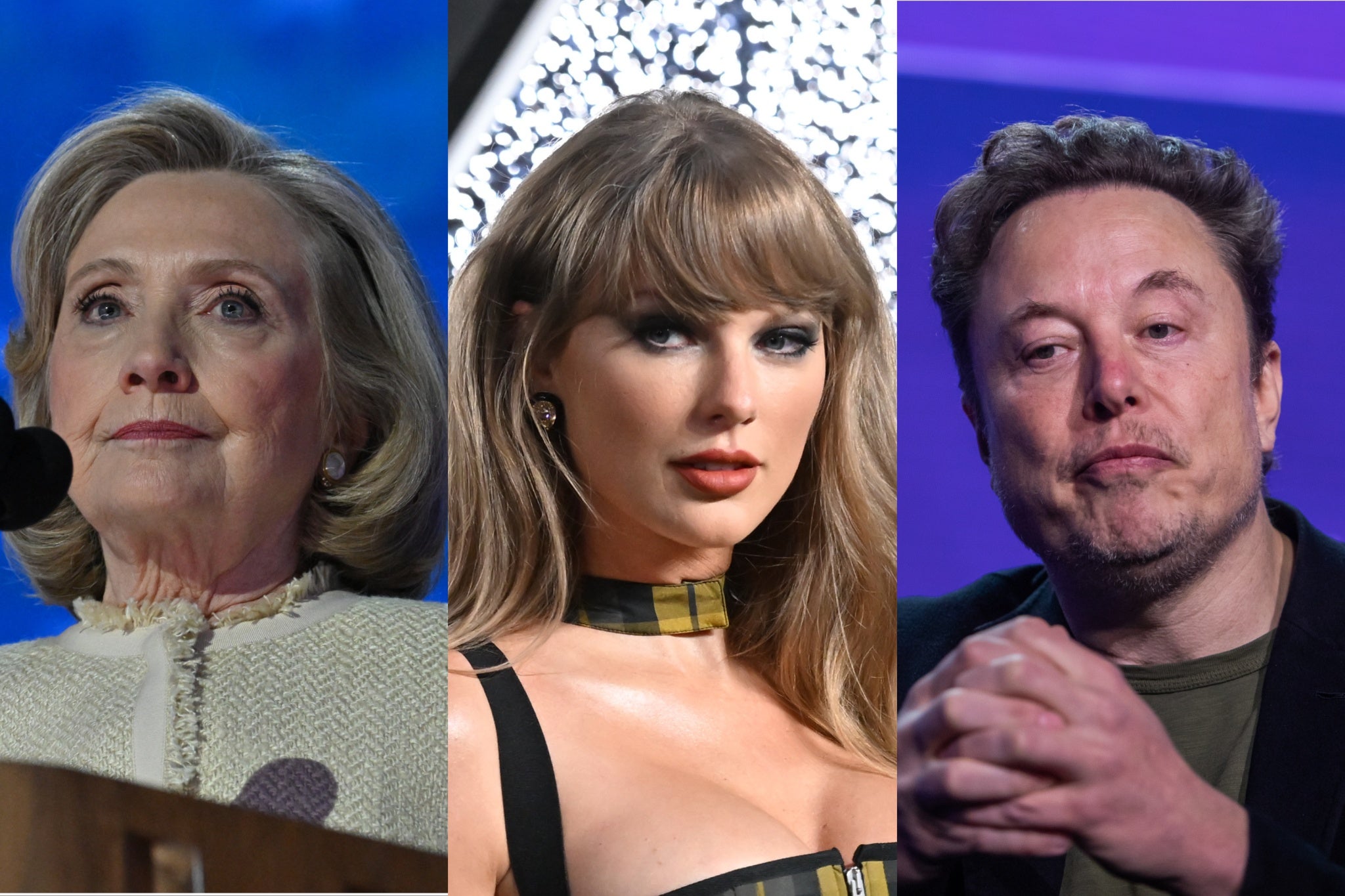 Hillary Clinton, Taylor Swift e Elon Musk