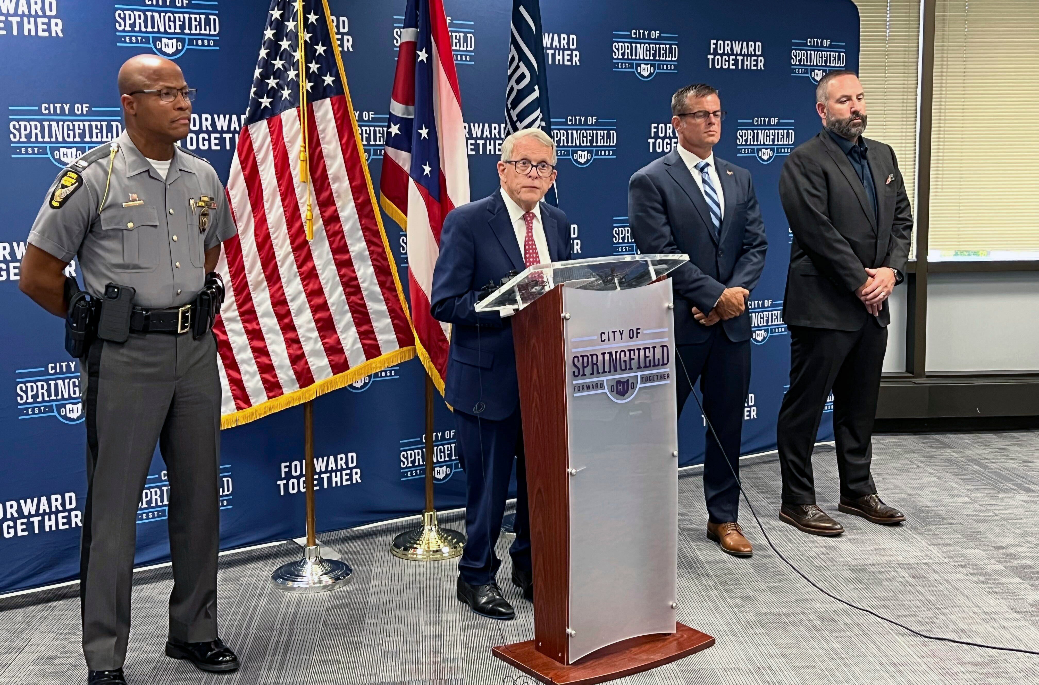 Ohio Governor Mike DeWine, a Republican, also called the conspiracy theory about pet-eating ‘a piece of garbage that was simply not true’ during a news conference earlier this week