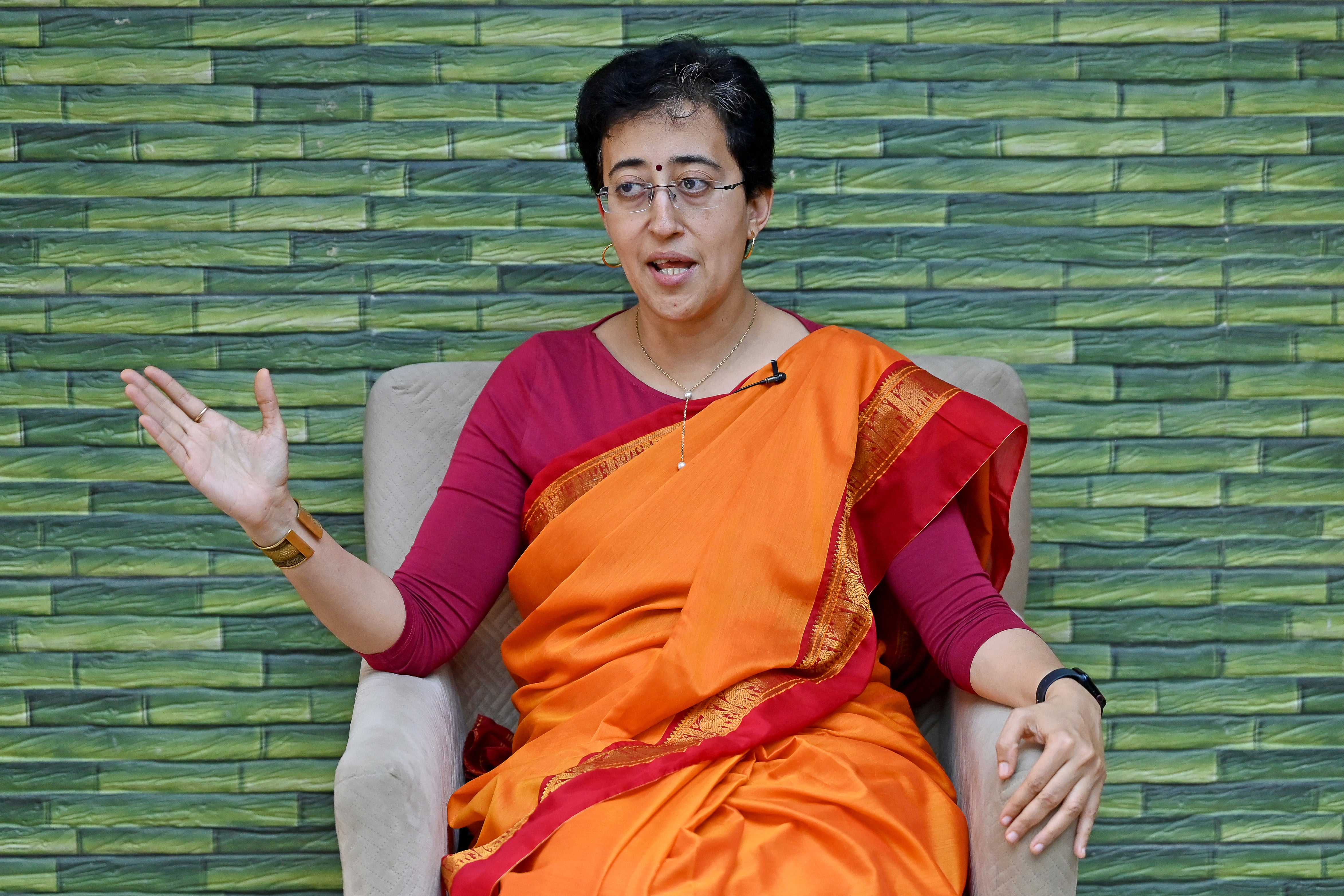 Atishi, Delhi’s education minister and a senior figure in Arvind Kejriwal’s Aam Aadmi Party, speaks in New Delhi