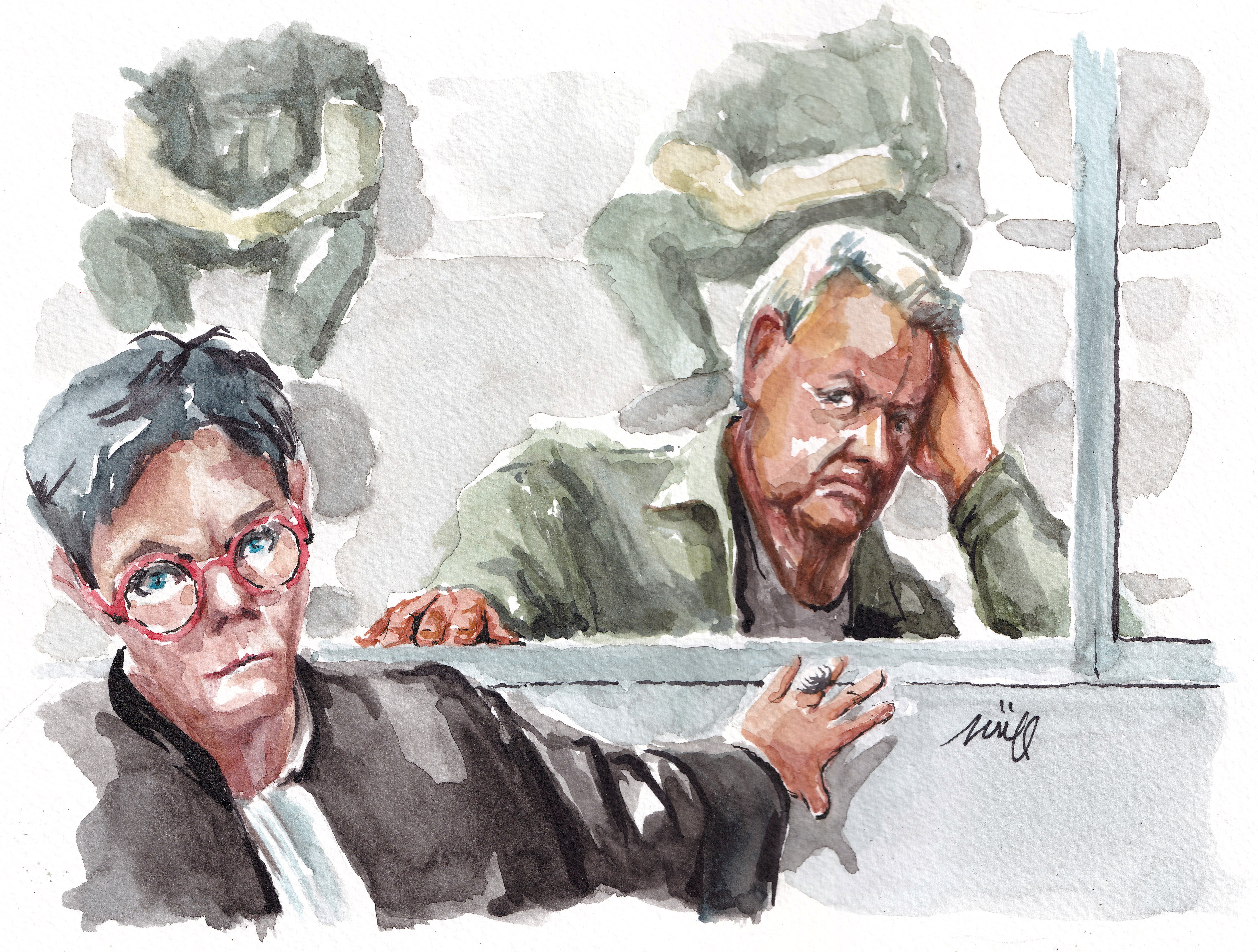 Courtroom sketch of Dominique Pelicot on 11 September