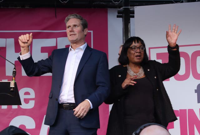 <p>Diane Abbott and Sir Keir Starmer served in Jeremy Corbyn’s shadow cabinet (Yui Mok/PA)</p>