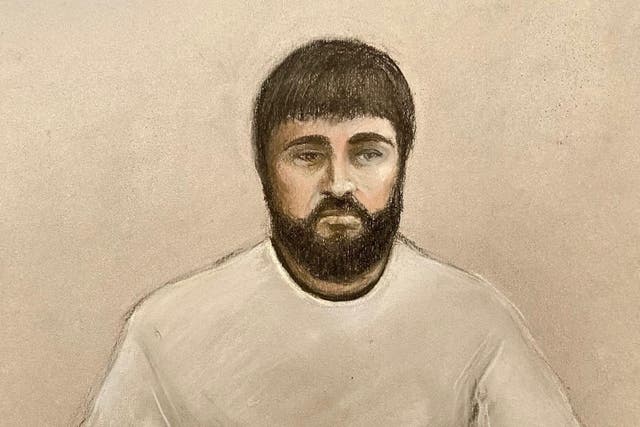 Court artist drawing of Kyle Clifford appearing via videolink at Westminster Magistrates’ Court (Elizabeth Cook/PA)