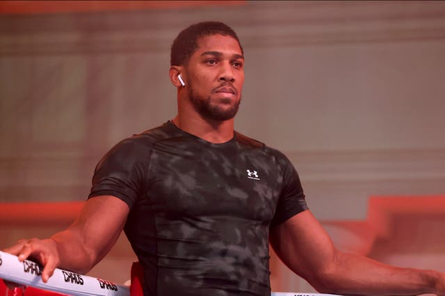 <p>Anthony Joshua in the lead-up to his last fight, a victory against Francis Ngannou in March </p>