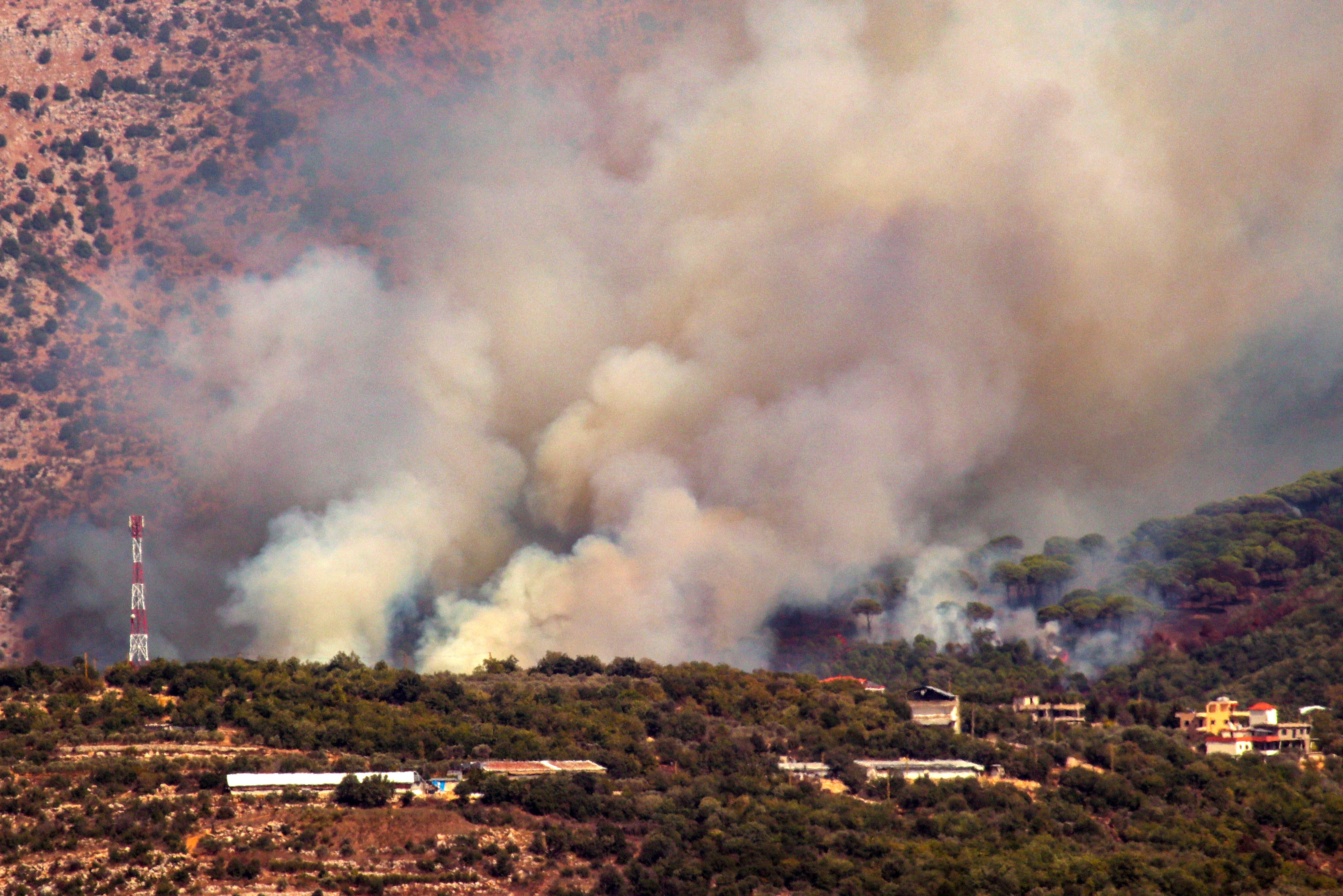 An Israeli strike on the outskirts of the southern Lebanese village of Rachaya al-Fukhar