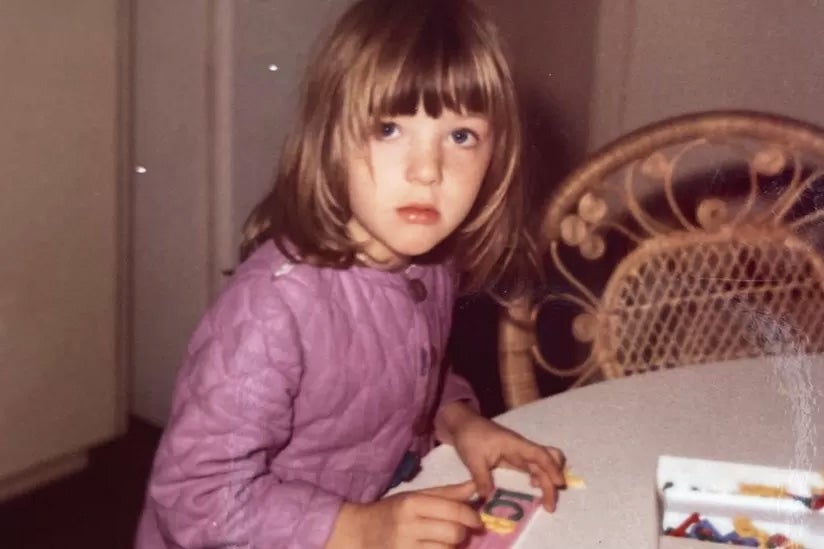 Victoria Derbyshire, pictured as a child, has told The Independent how her father used to beat her with a wooden spoon