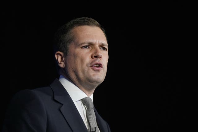 Robert Jenrick speaking at a Conservative Party leadership campaign event (PA)