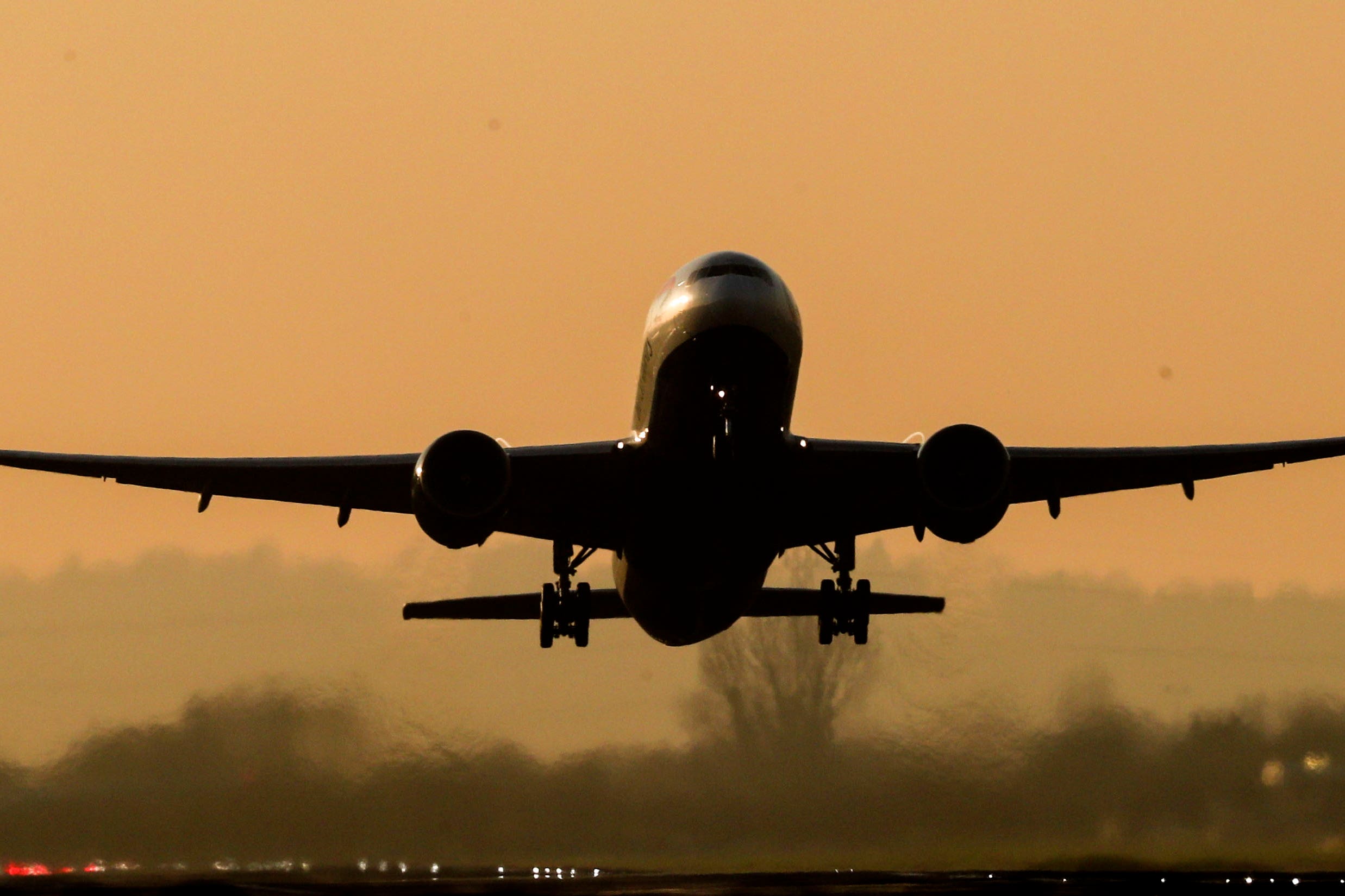 A British Airways plane takes off from Heathrow Airport