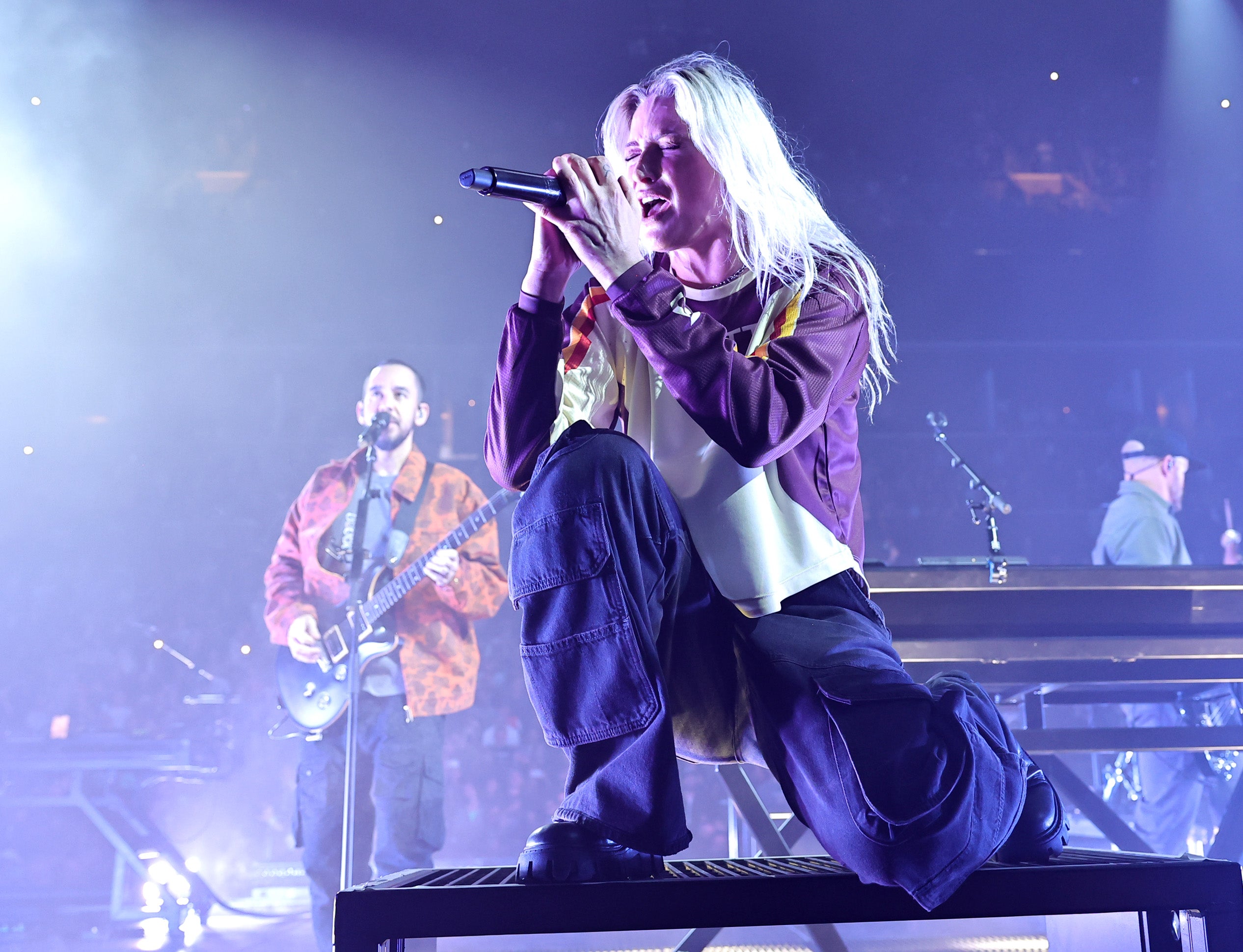 Mike Shinoda and Emily Armstrong perform in New York, September 2024