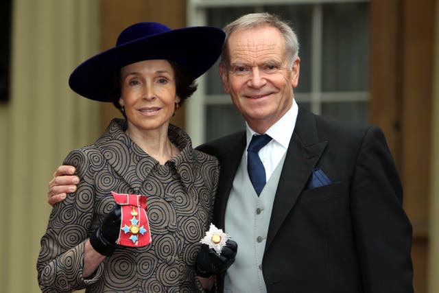 <p>Mary Archer, who was made a Dame in the 2012 Queen’s birthday honours list for services to the NHS – with her husband, Jeffrey</p>