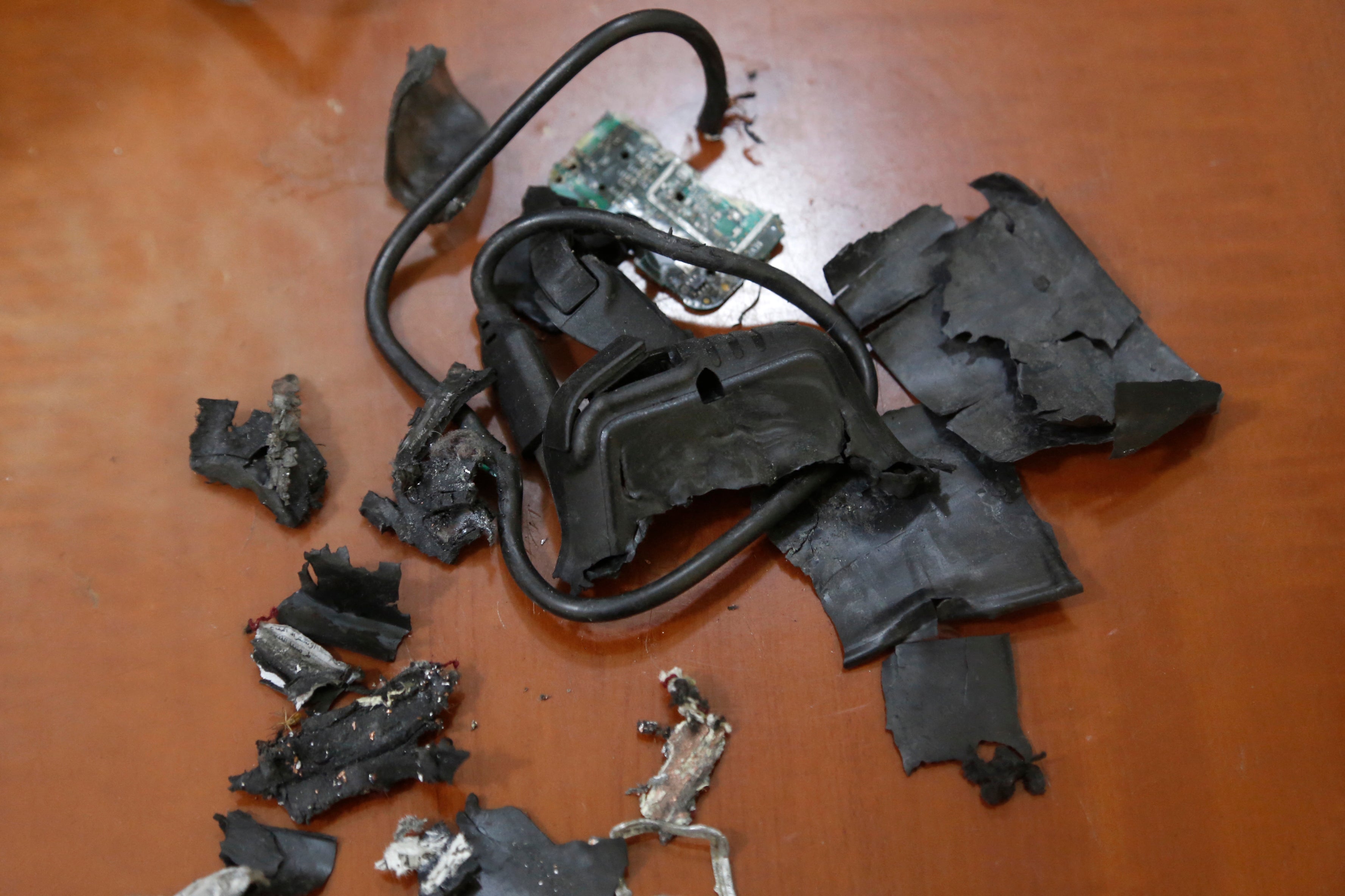 The remains of an exploded pager at an undisclosed location in Beirut after Hezbollah members’ communication devices were hit with a coordinated attack