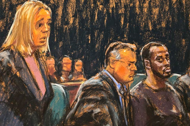 <p>A court sketch of Sean ‘Diddy’ Combs who has been denied bail for a second time </p>