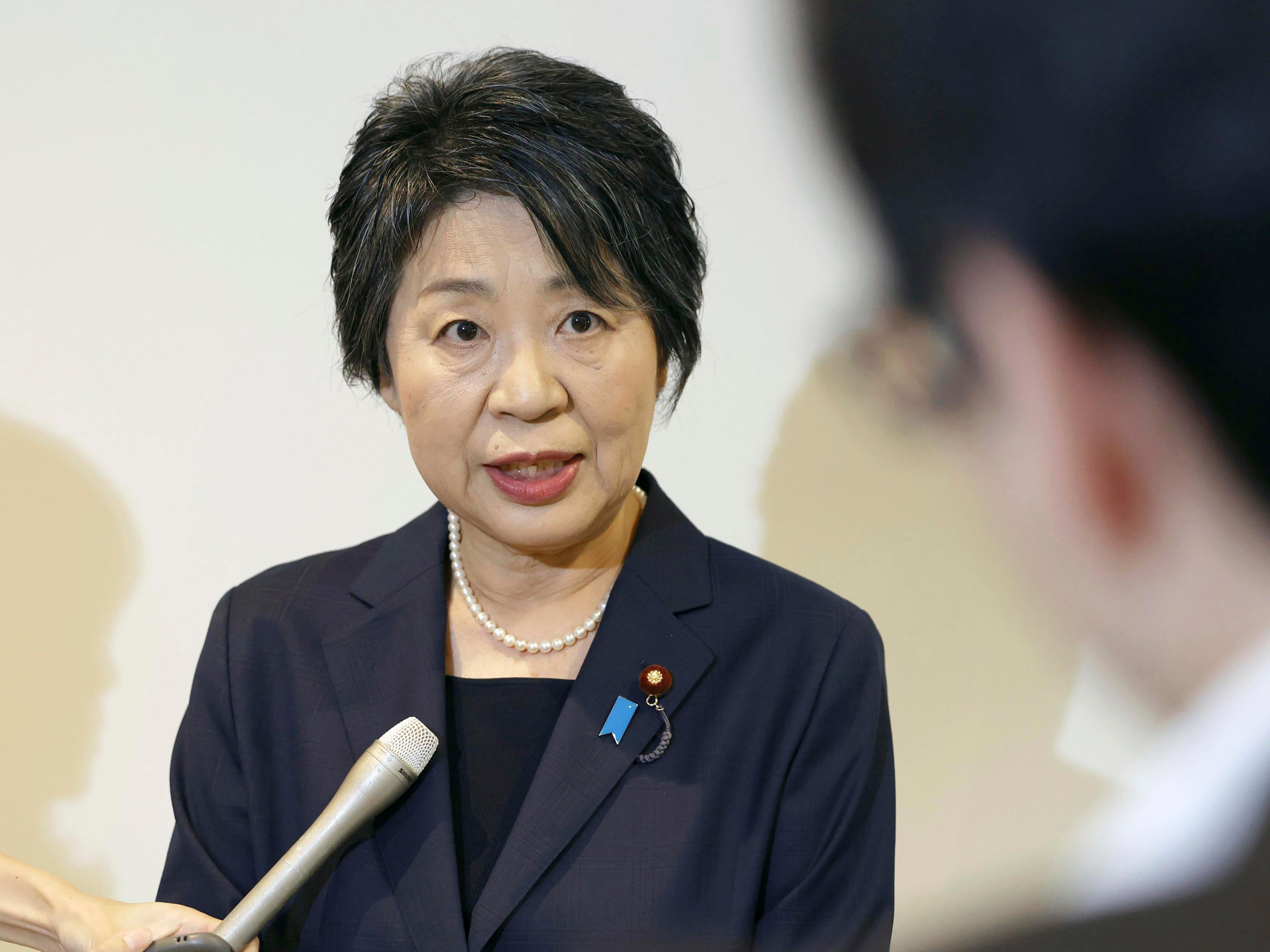 Japan’s foreign minister Yoko Kamikawa speaks to journalists in Tokyo Thursday, 19 September 2024, about an incident that a 10-year-old Japanese student was attacked by a man at a Japanese school in Shenzhen, southern China