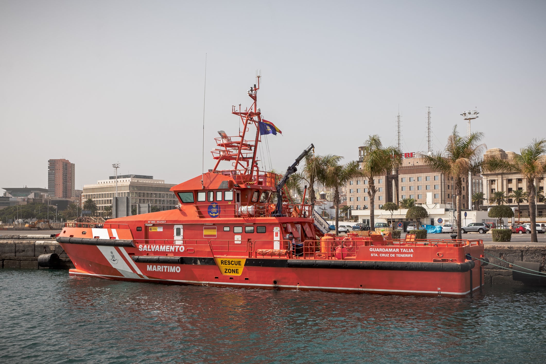 The Spanish Coast Guard (file pic) rescued the struggling vessel over 50 miles north of Tenerife