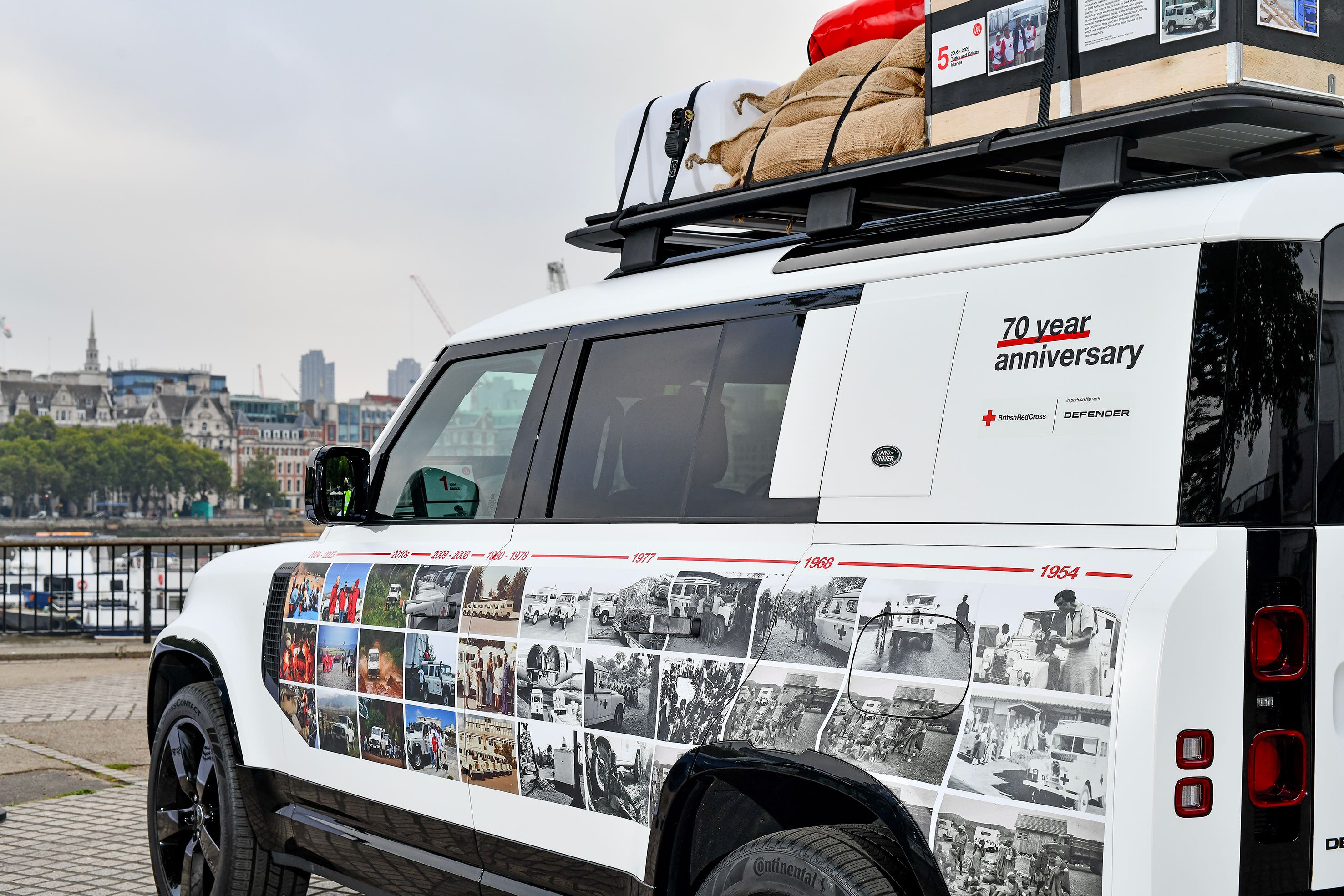 A Land Rover Defender utility vehicle has been converted into what is claimed to be the UK’s smallest museum (British Red Cross/PA)