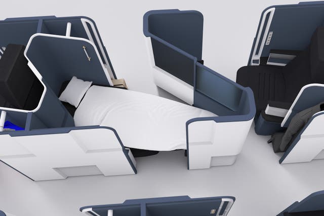 The seat also features a privacy screen and space to hang clothes and store bags (Future Travel Studio/PA)