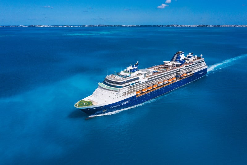 Celebrity Summit cruising through the azure waters of the Caribbean