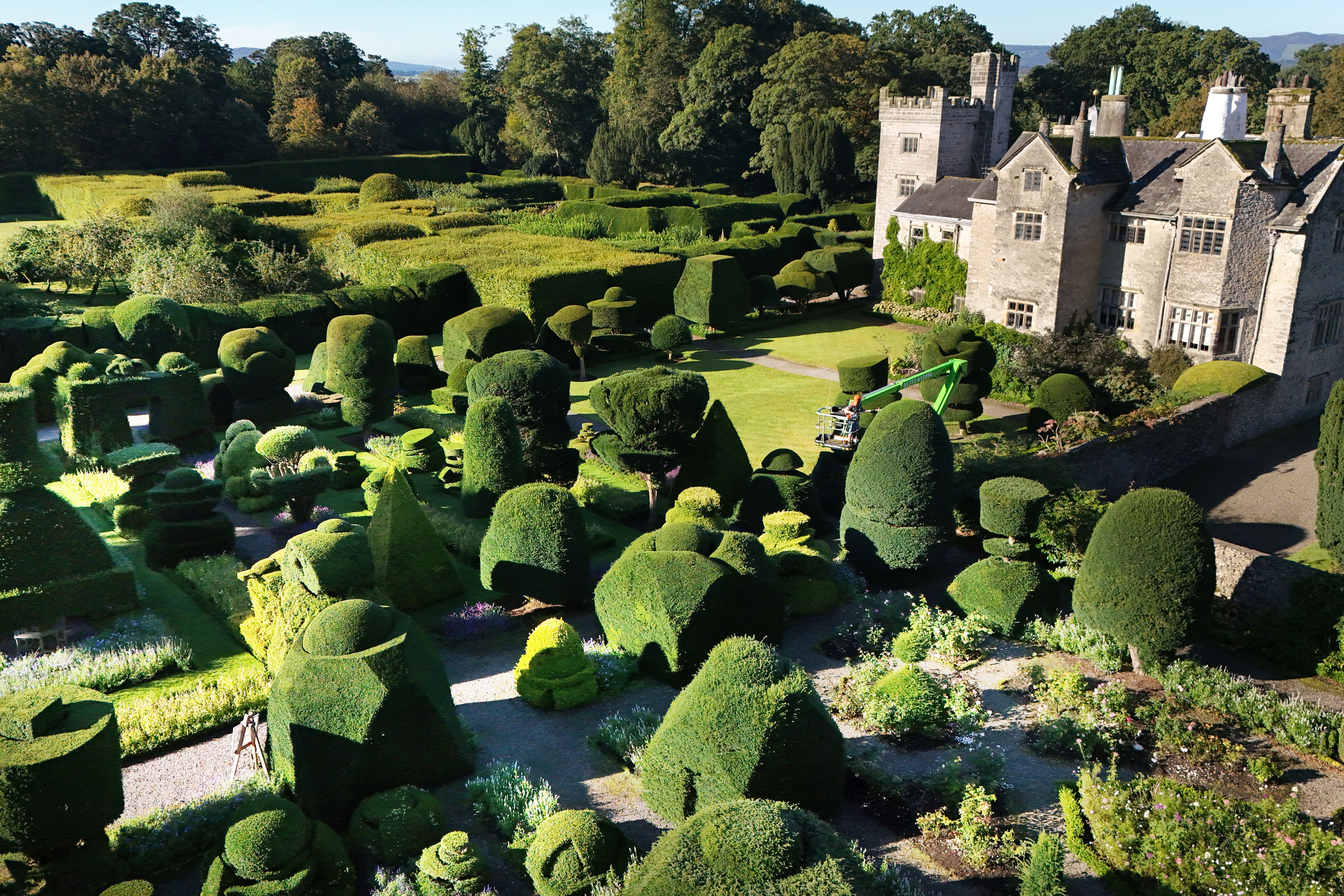 The trimming of the world’s oldest topiary gets under way at Levens Hall in Kendal, Cumbria (Owen Humphreys/PA