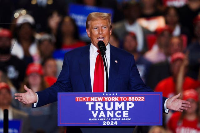 <p>Donald Trump speaks to supporters in Uniondale, New York, on Wednesday night. In an interview with Fox News this week, Trump said he’s met better pilots than Tom Cruise</p>