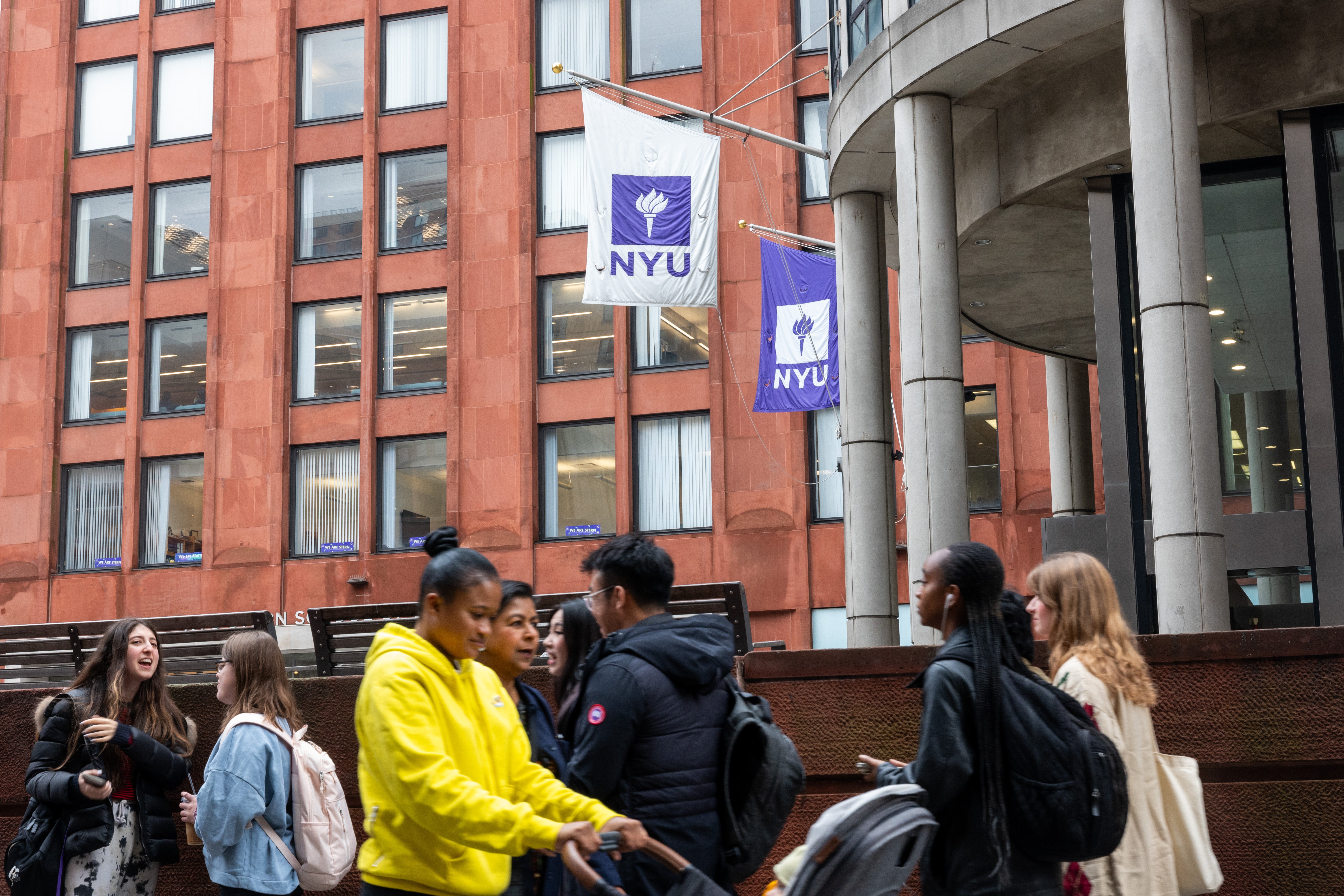 Students on the New York University campus. Barron Trump is attending the Manhattan school, where students have been filming him in the hallways