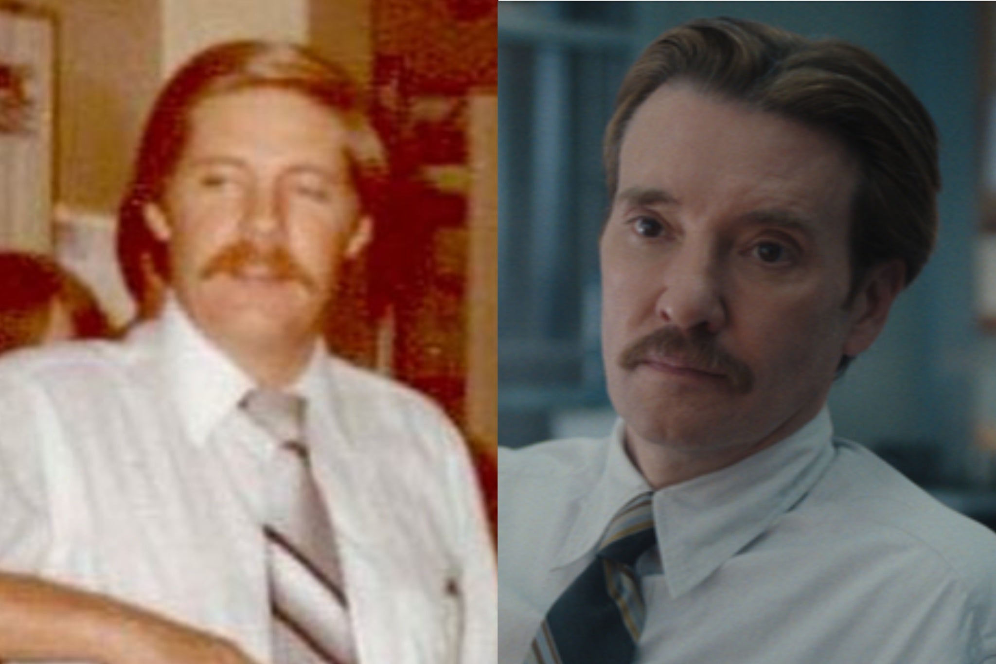 Les Zoeller (left) and Jason Butler Harner (right) as the detective in the Netflix drama