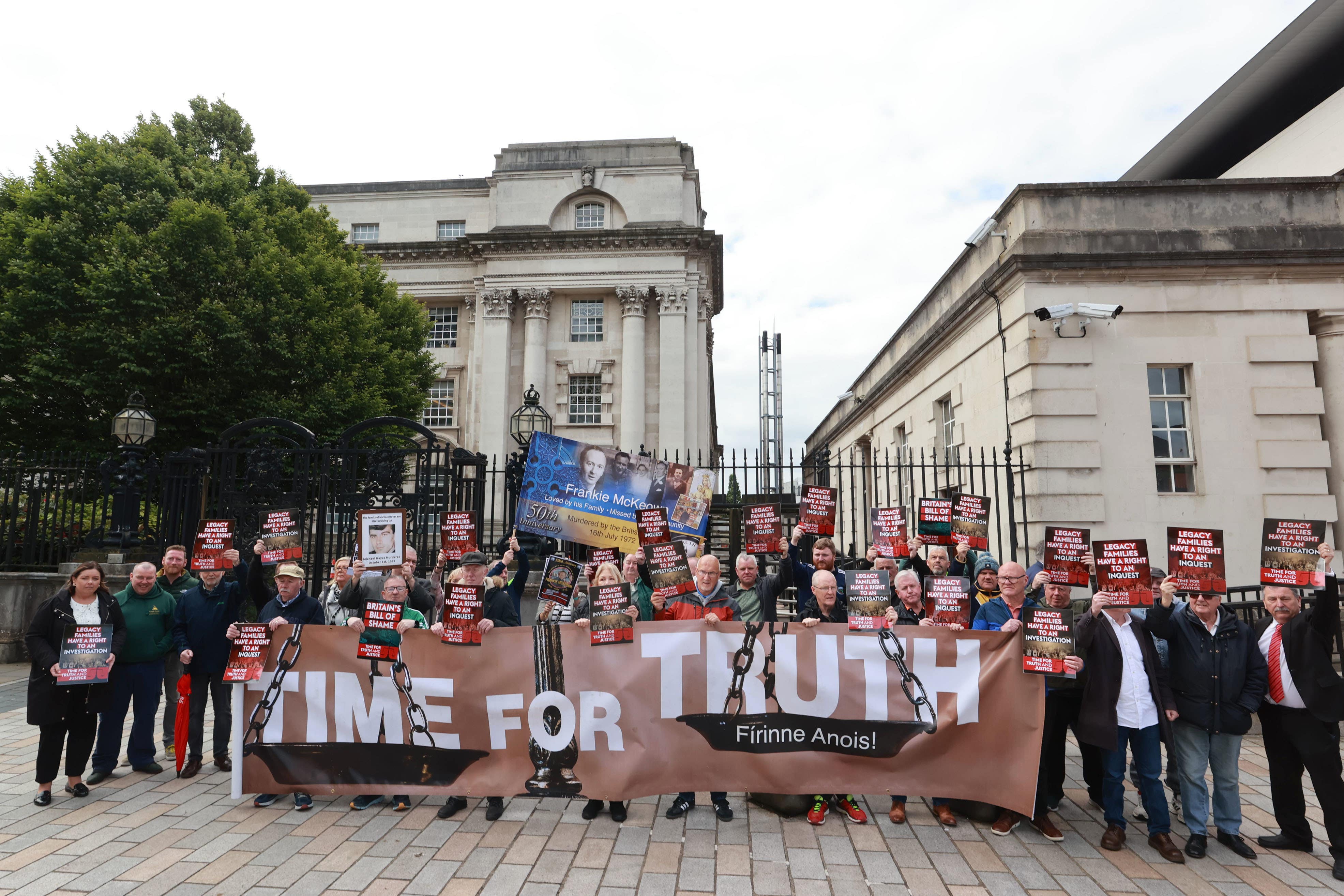 Protesters outside the Court of Appeal during the appeal hearing in June (PA)