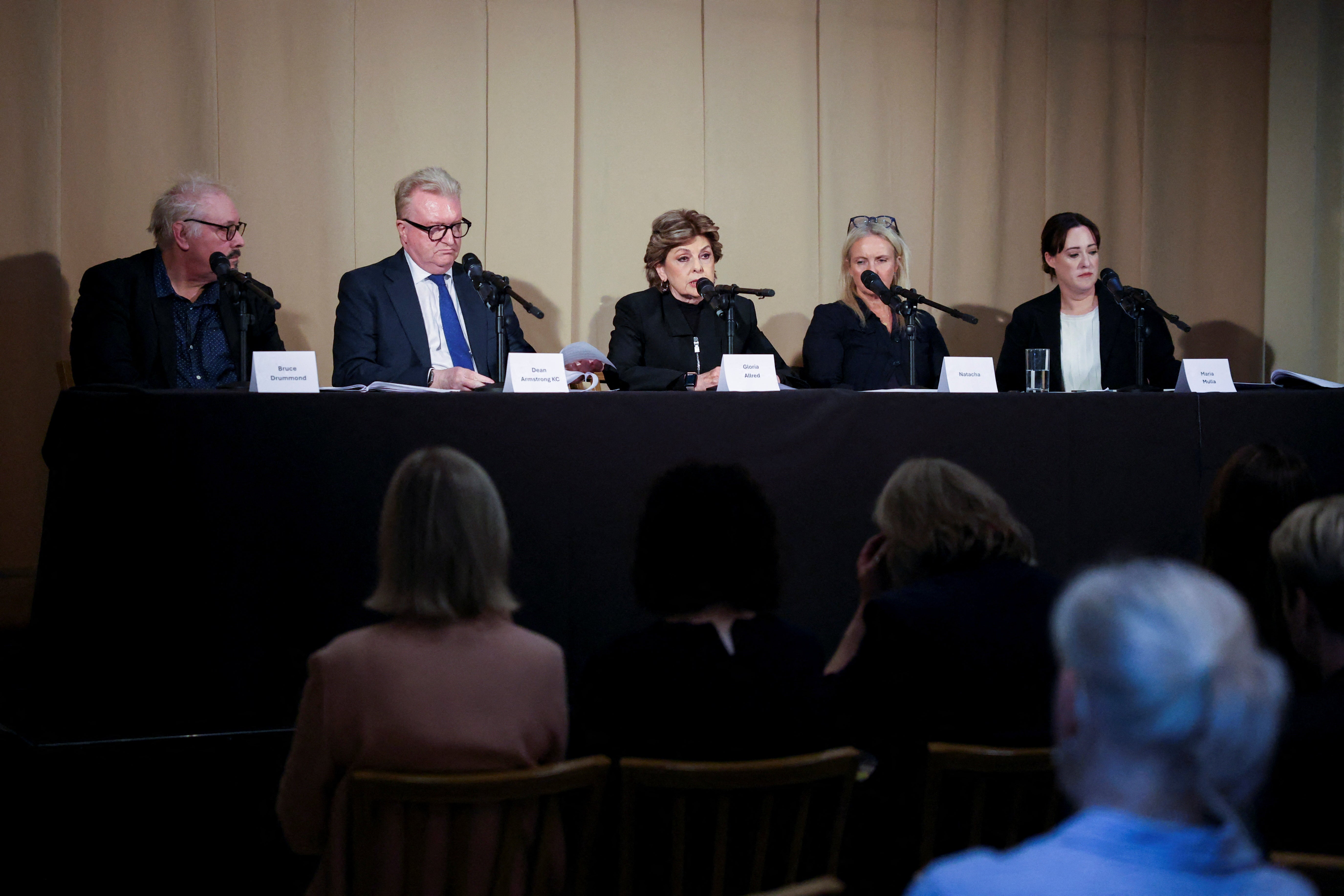 Gloria Allred (centre) attended the press conference on Friday