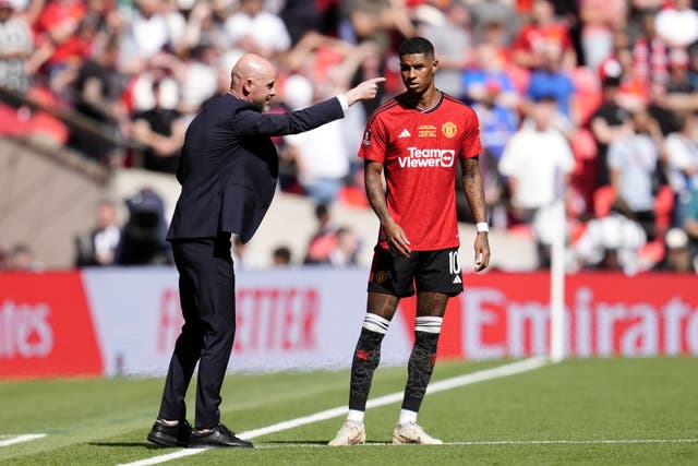 Erik ten Hag has been pleased by Marcus Rashford’s early season form (Nick Potts/PA)