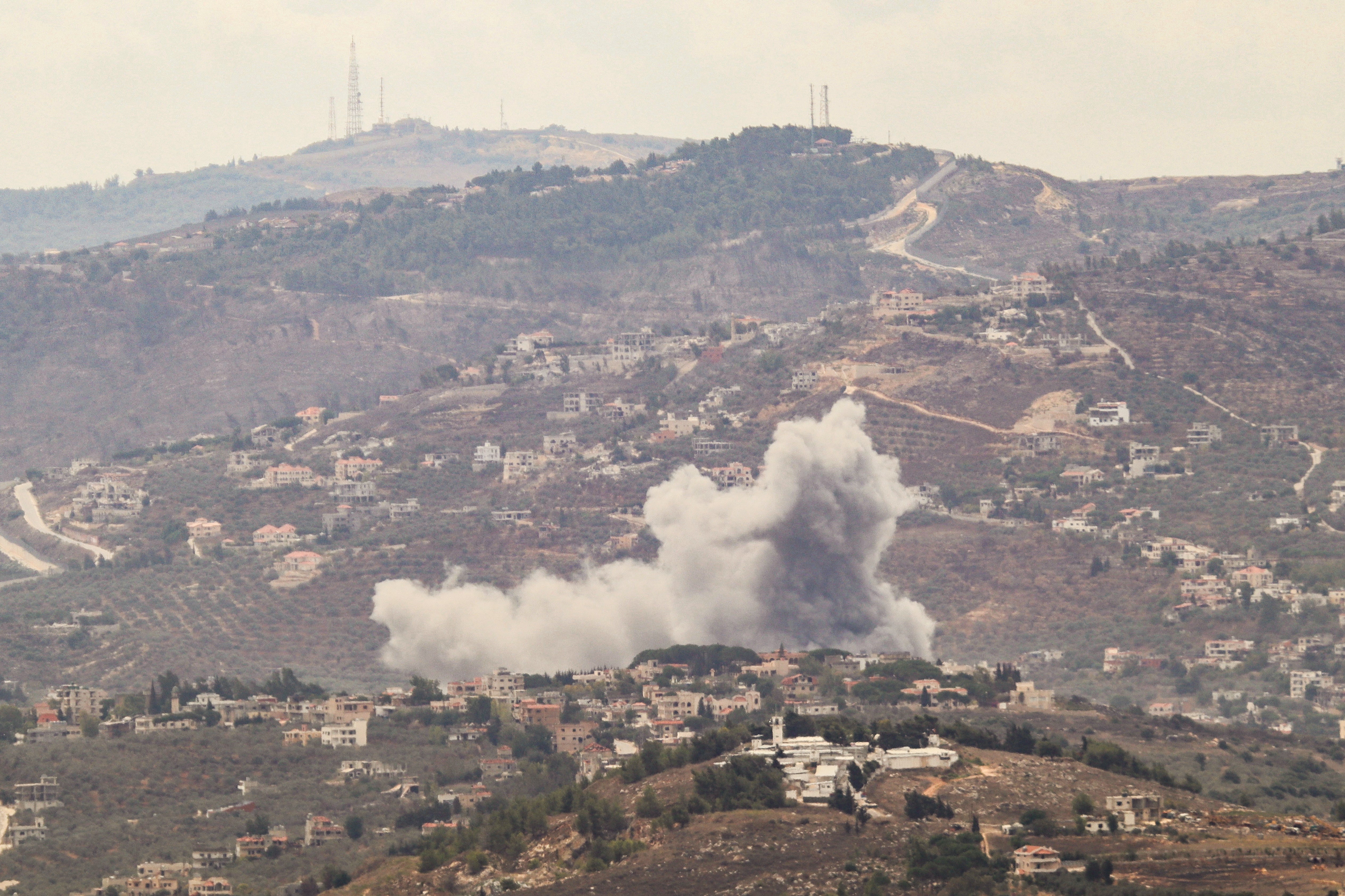 Smoke billows from the site of an Israeli airstrike in Lebanon